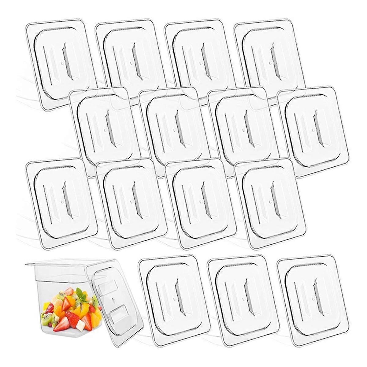 15 Pcs Polycarbonate Food Pan Lids with Handle 1/6 Size Hotel
