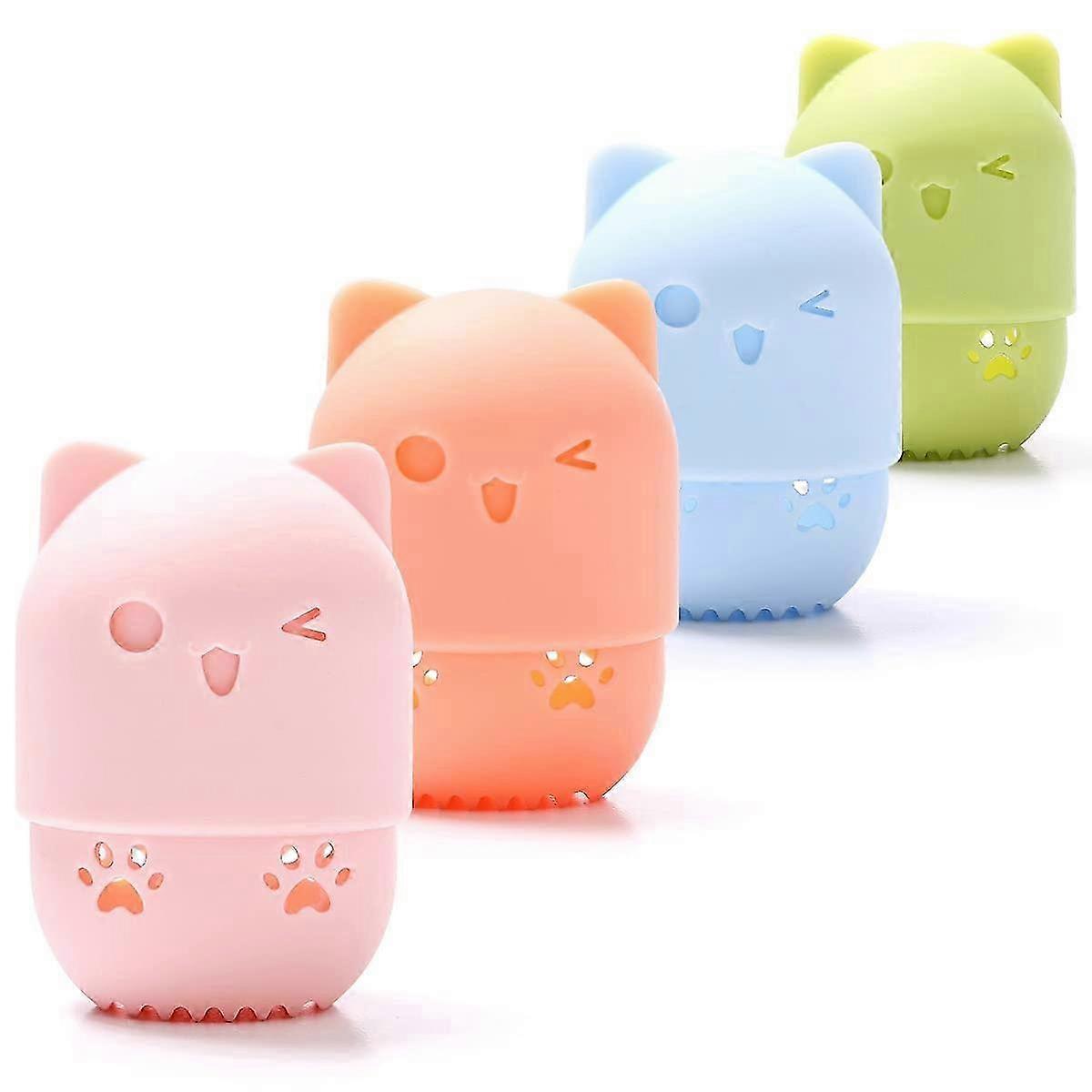 4 Pcs Makeup Sponge Holder, Makeup Sponge Container Makeup Sponge O...