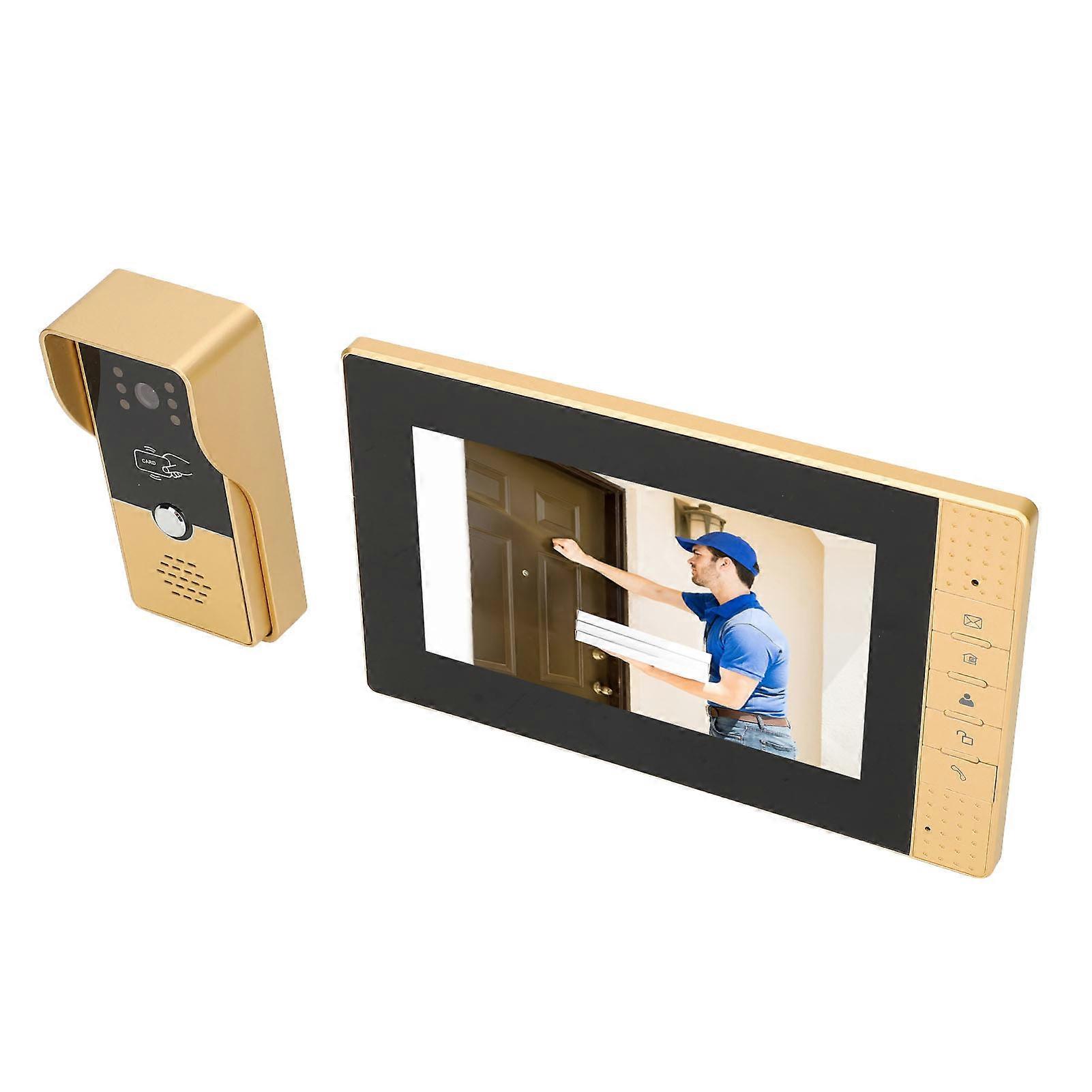7 Inch Video Intercom System with HD Night Vision, Gold Color