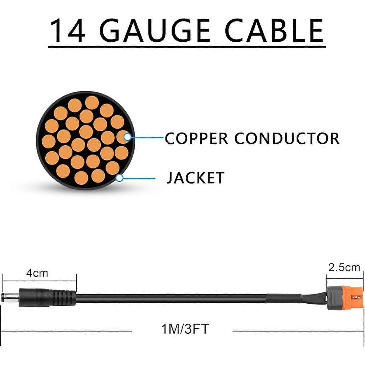 DC to Power Cable,1M/3FT 14AWG DC Male to XT60I (2+1) with Signal Pin Female Adapter Cable( to DC55