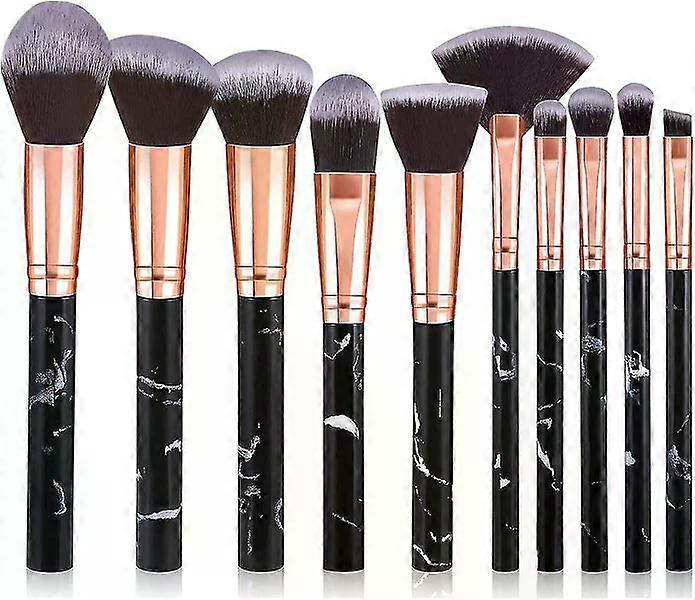 Makeup brush set, 10-piece, marble pattern design with smooth touch