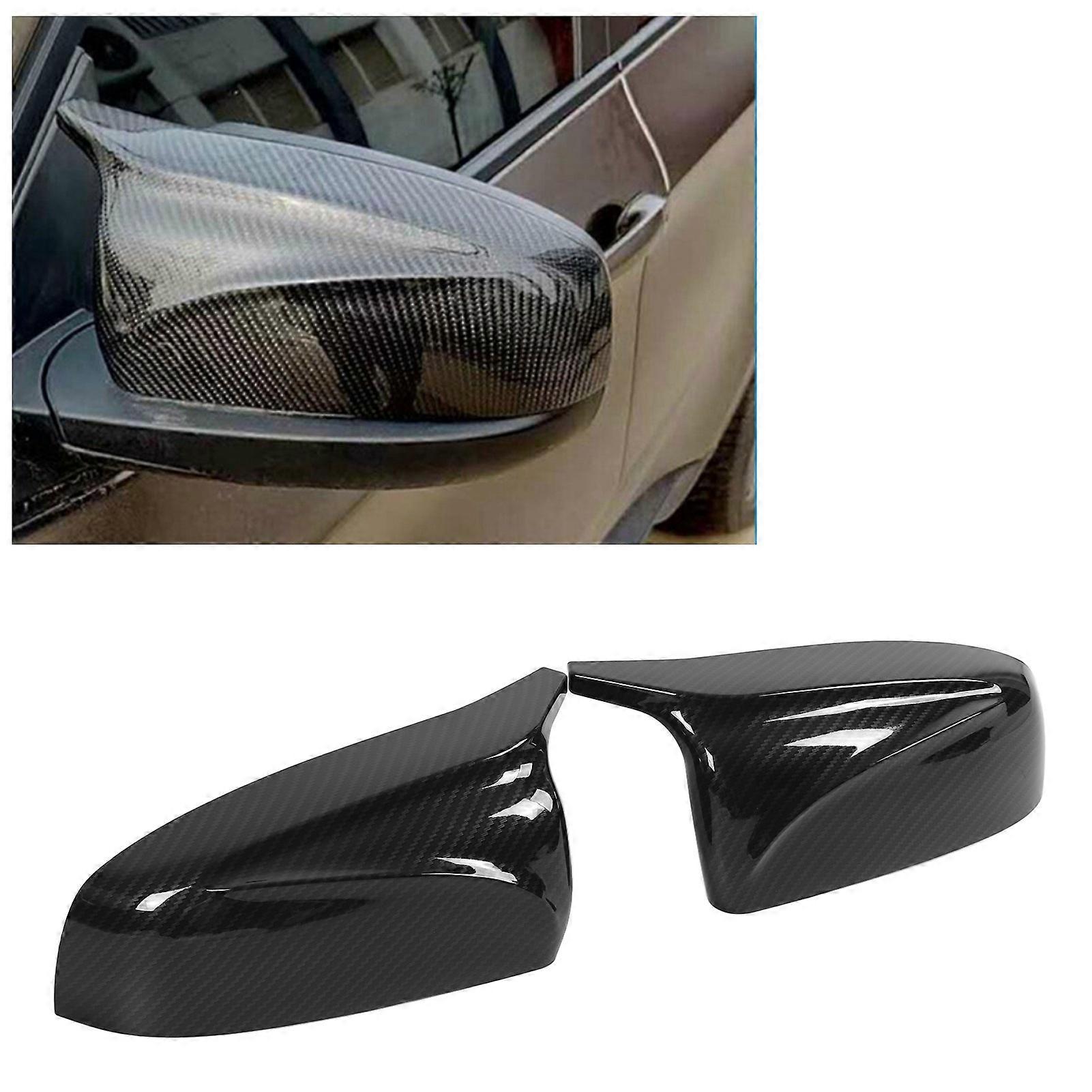2pcs Car Side Door Rearview Mirror Cover Caps Trim Waterproof Replacement for E70 X5 2007‑2013Carbon Fibe Style 