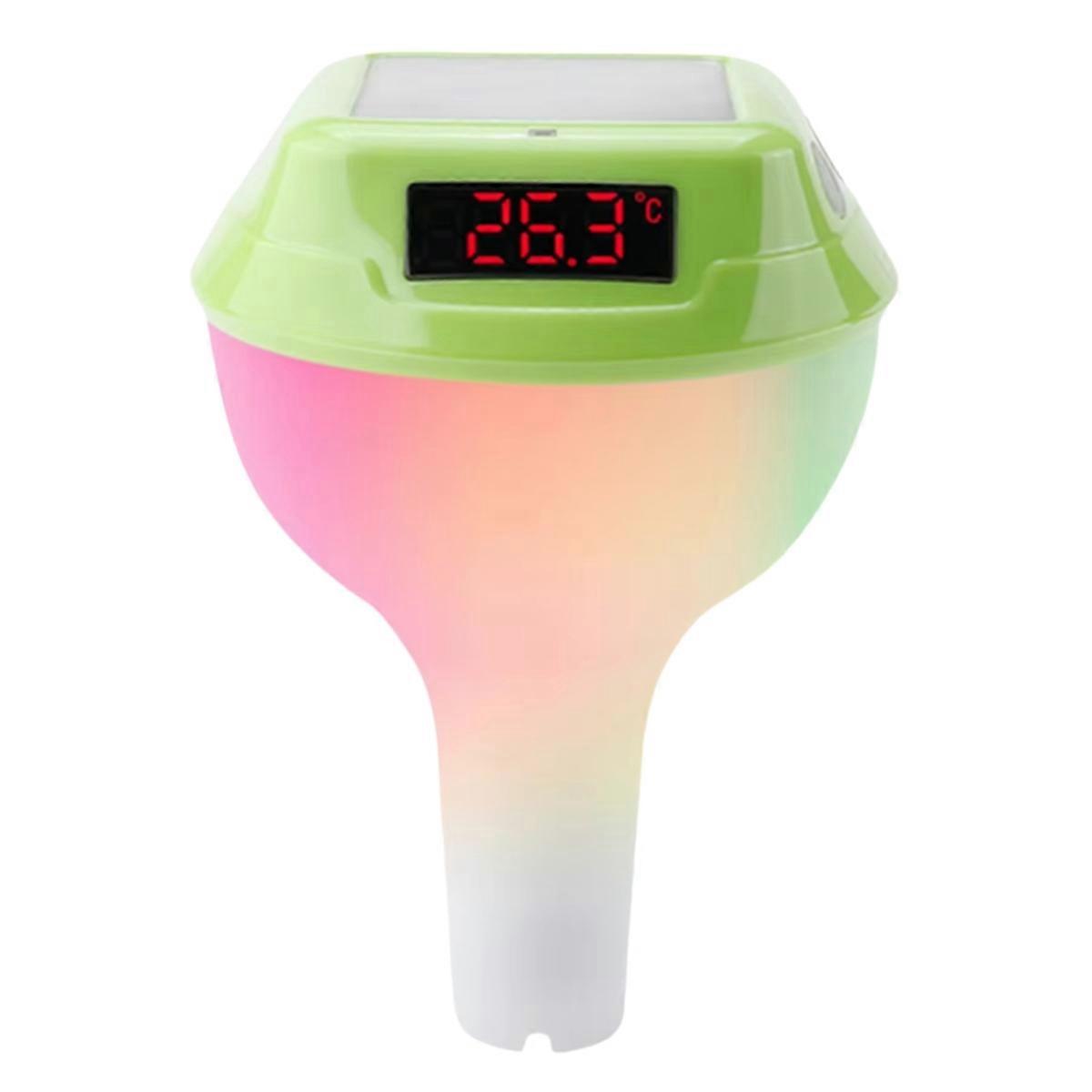 Solar Floating Pool Thermometer with RGB Atmosphere Light Green