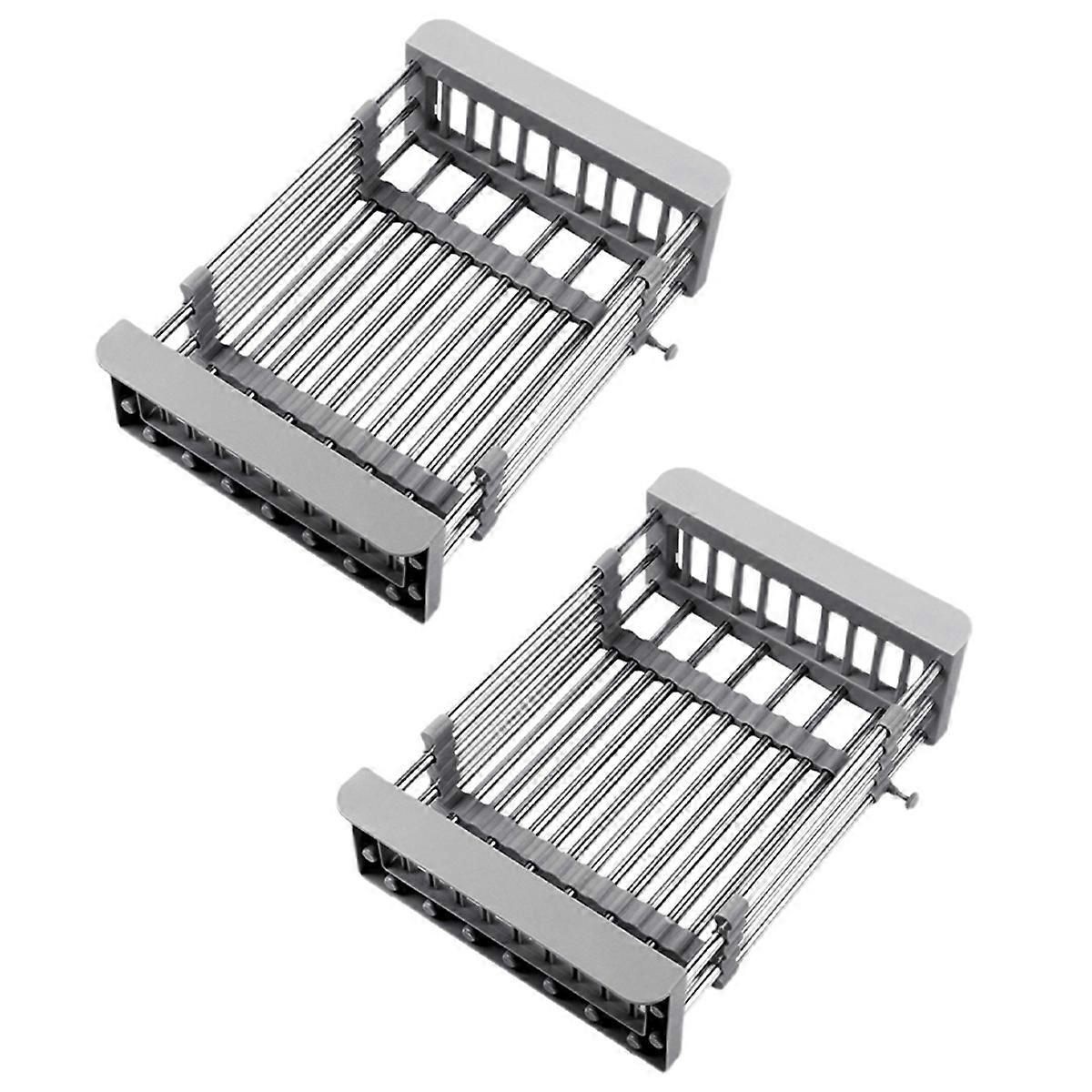 Adjustable over Sink Dish Drying Rack Stainless Steel Drain