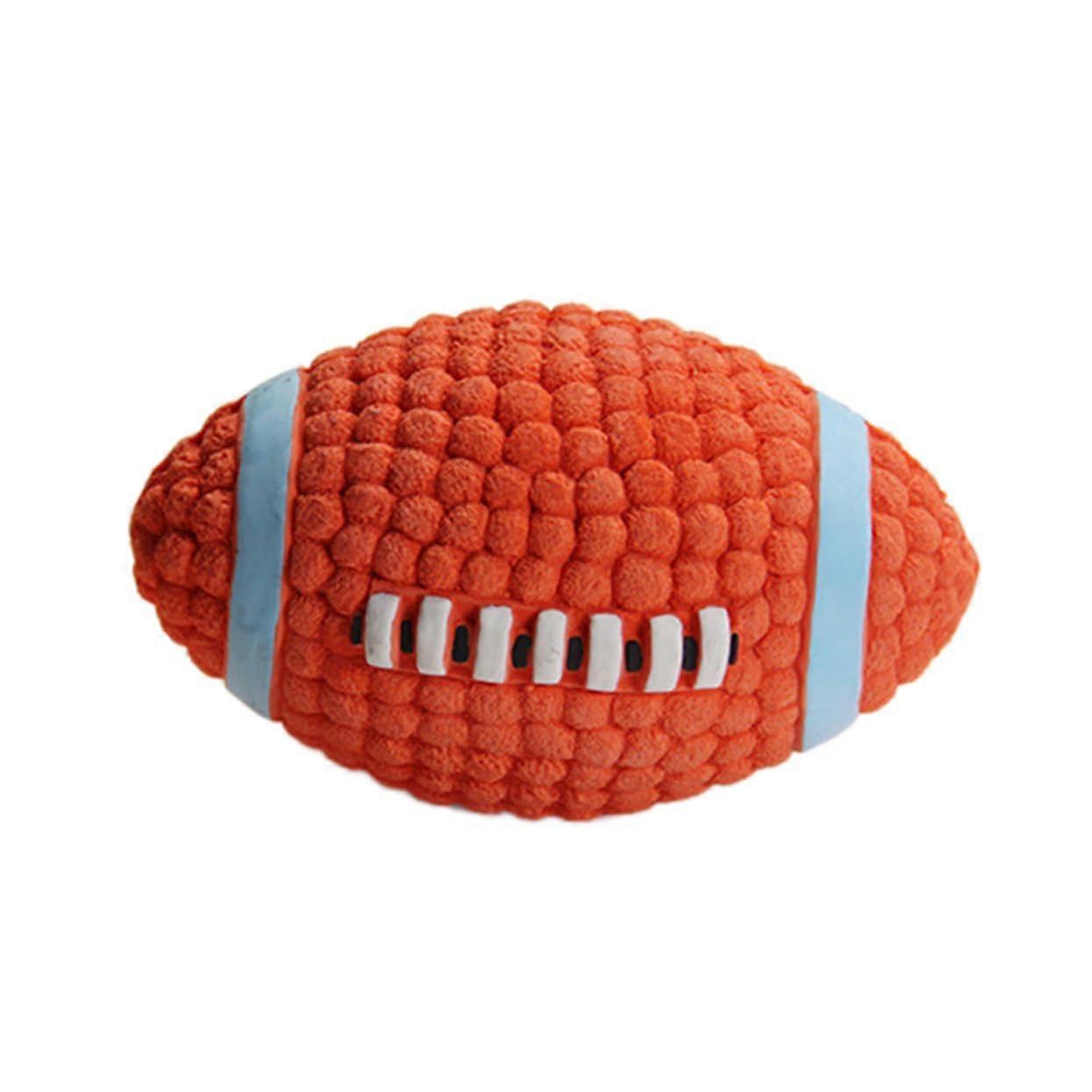 Dog Molar Chewing Toy Squeaky Rugby Ball Style Latex Material Puppy Teething Toy Interactive Toy