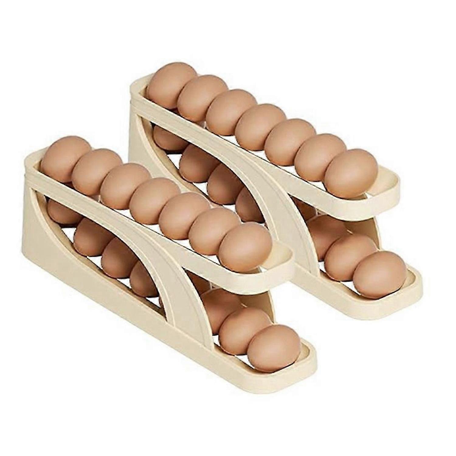 Egg Holder Dispenser for Refrigerator, Space Saving Egg Tray