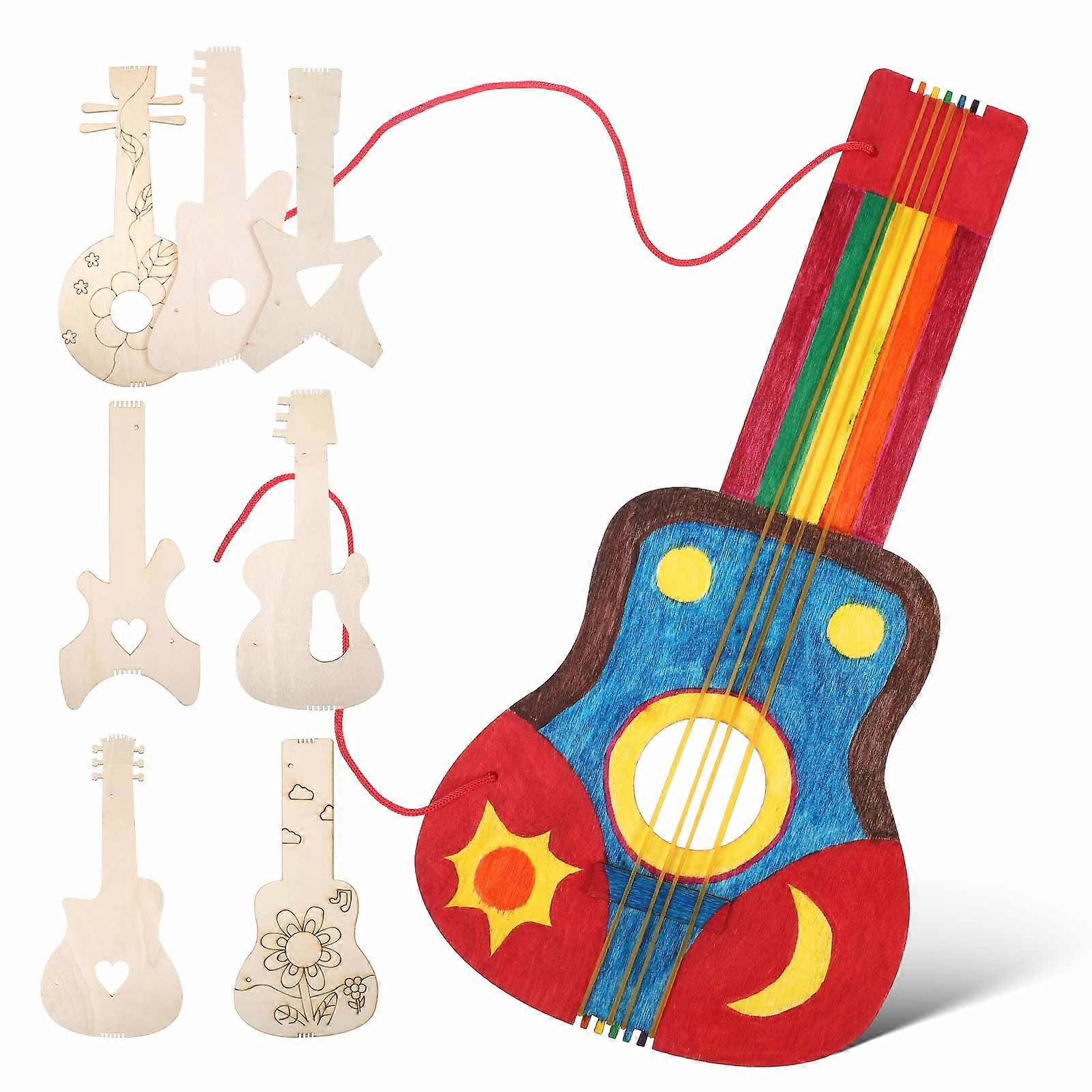 Wood Cutouts for Crafts Use 32Pcs Unfinished Guitar Party Decorations