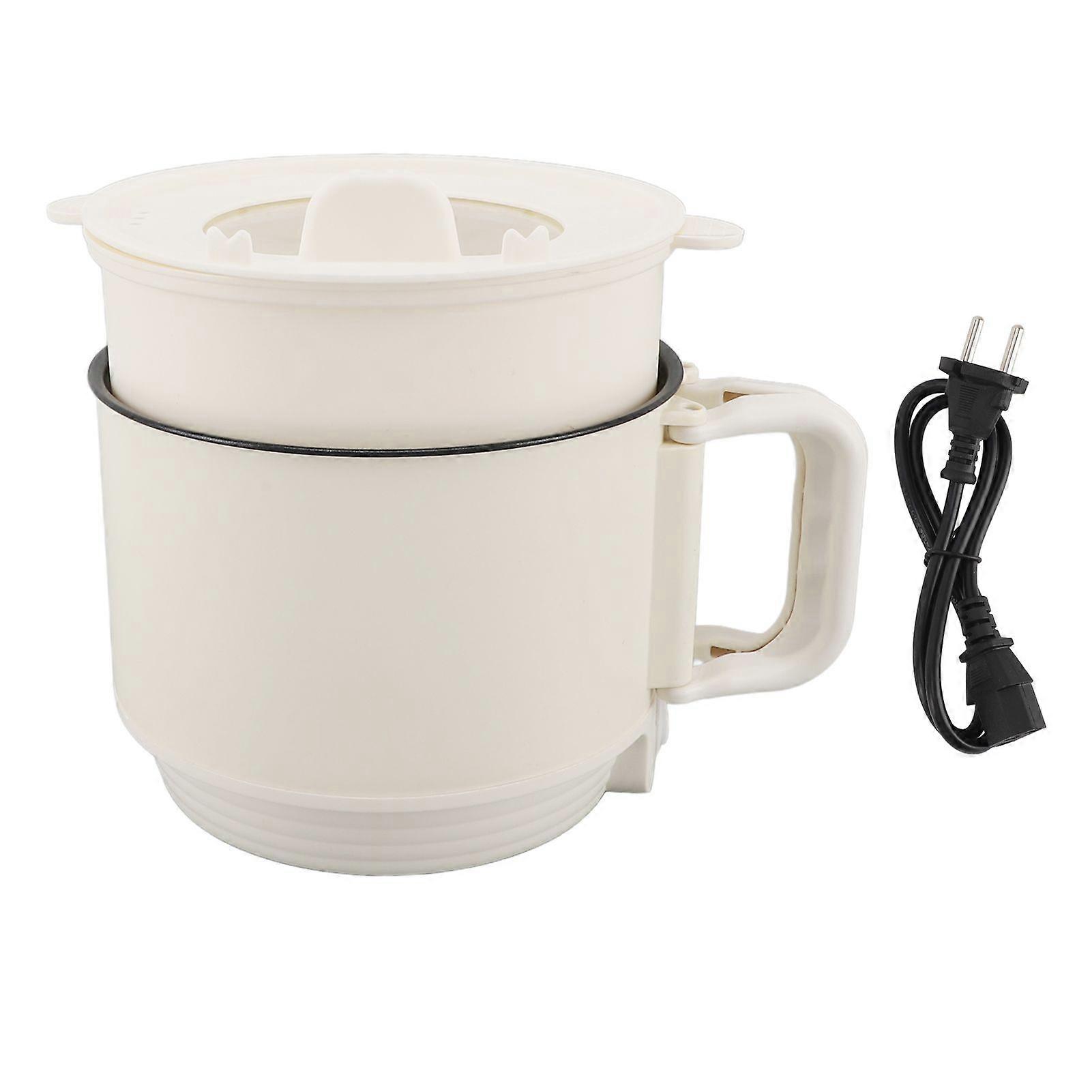 Electric Cooker 600W 1.8L Mini Electric Pot Non Stick Mini Ramen Cooker with 2 Levels Perfect for Ramen Steak Egg Soup White EU Plug 220V