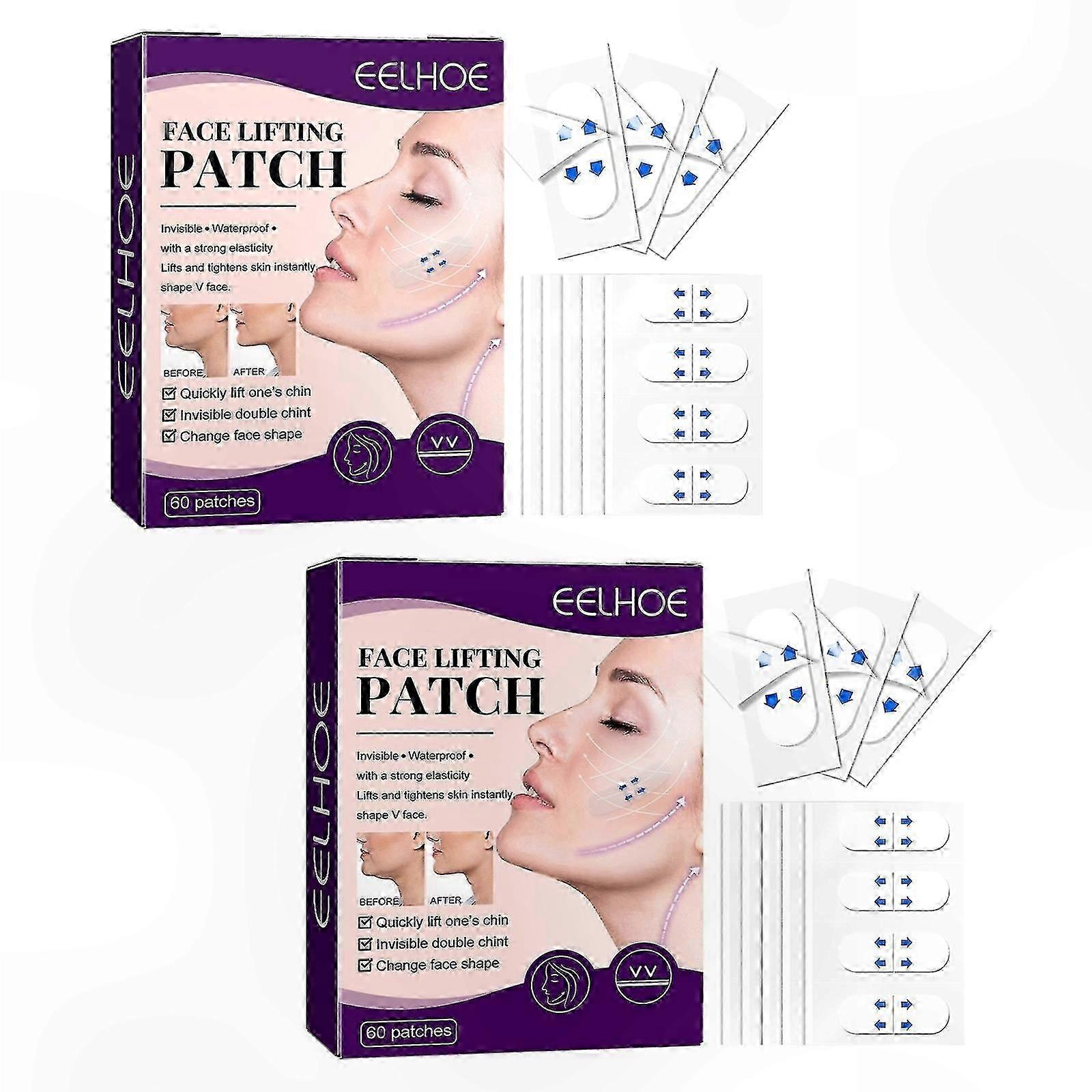 Double-Sided Lifting Tape, 60-Pack Hypoallergenic Stickers for Instant Face Smoothing and Support