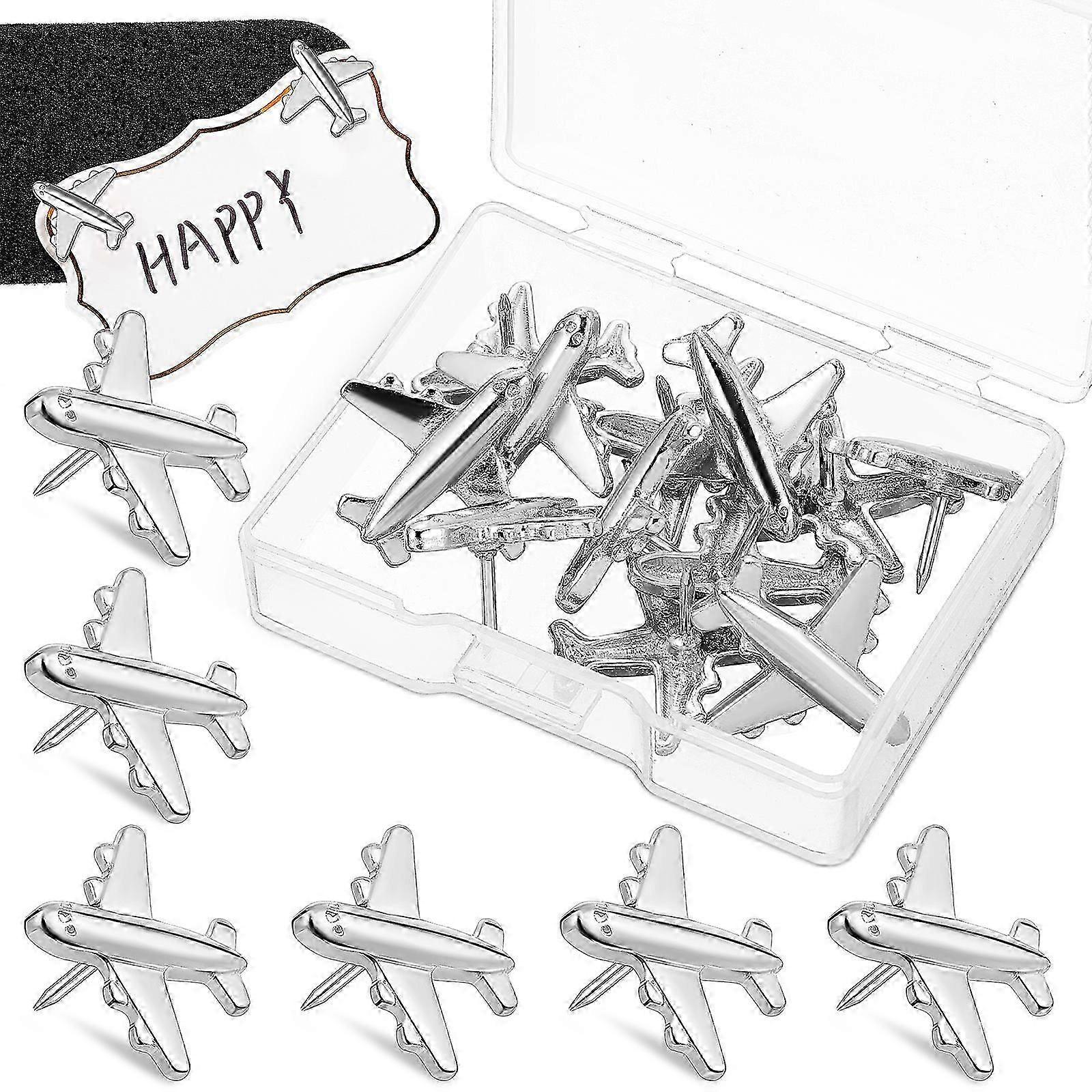 Decorative push pins 24pcs airplane metal map pins cork board