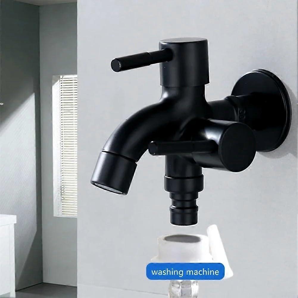 Faucet Dual Outlets For Washing Machine And Sink Black Finish For Home Improvement