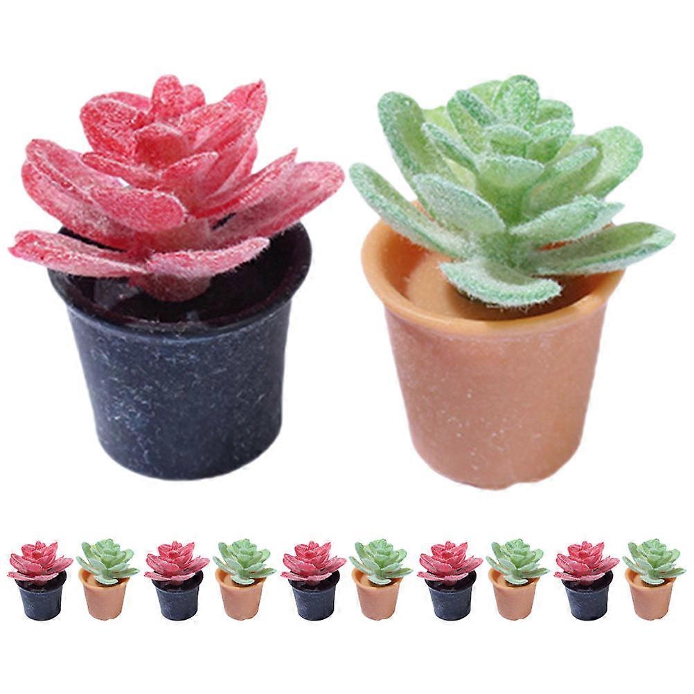 Micro Potted Plants Miniature Bonsai Model for Decor 12Pcs Assorted Color