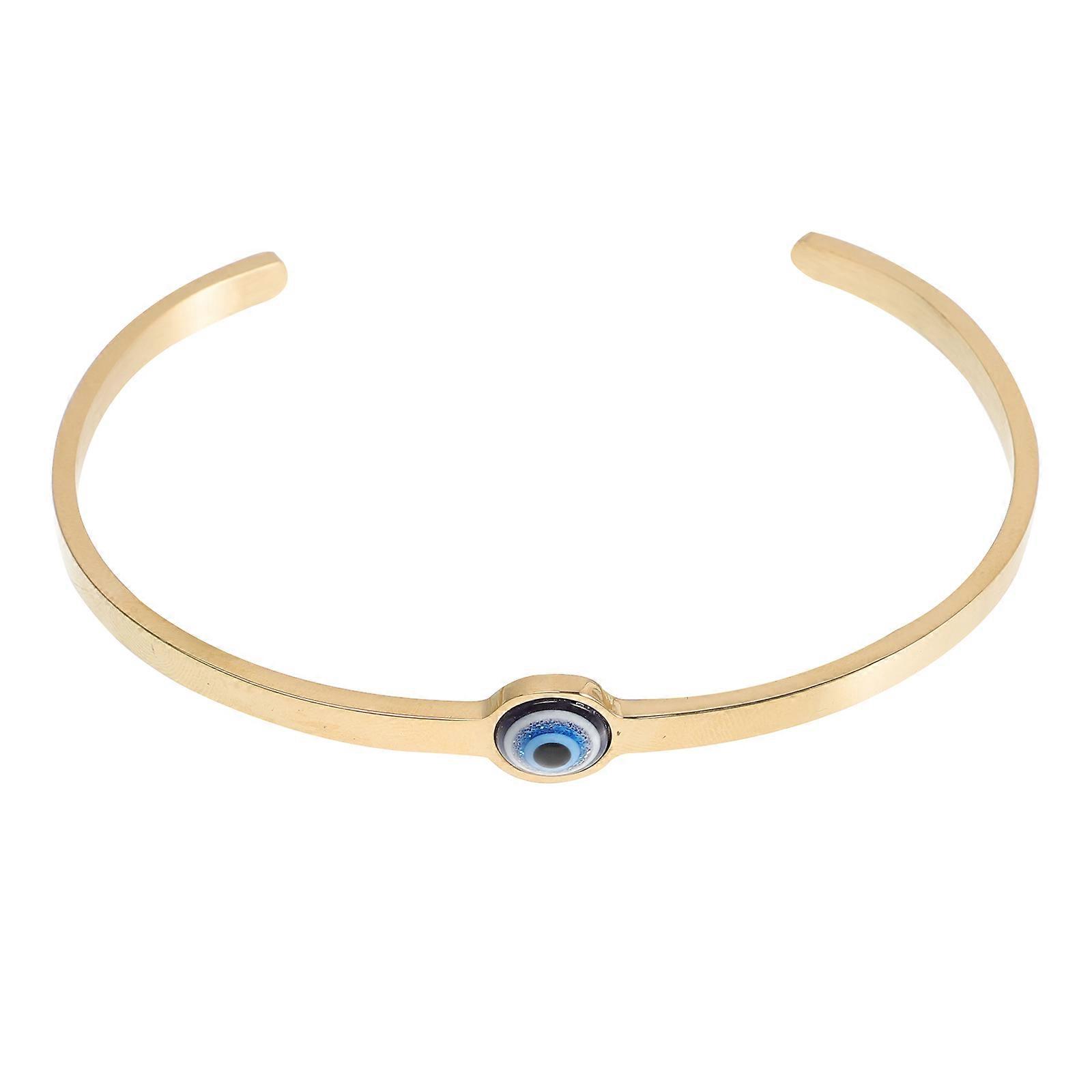 Adjustable Evil Eye Open Bangle Bracelet Titanium Steel