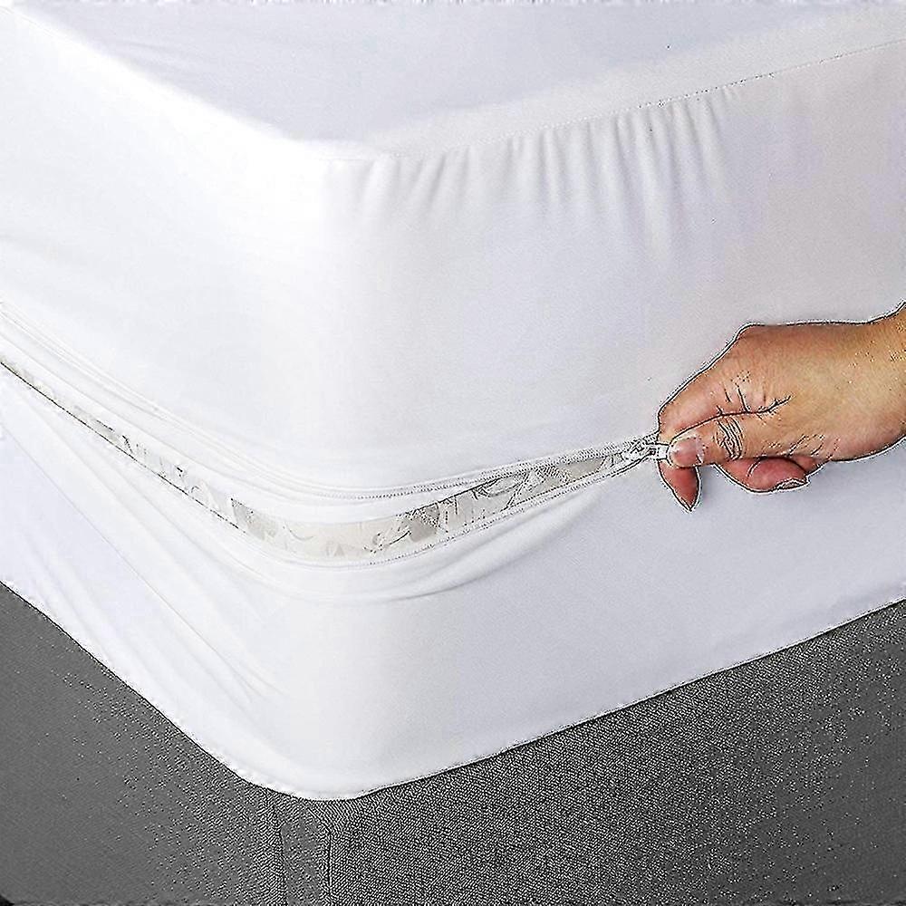Double Bed Mattress Protector, 6-Sided Zippered Cover, Waterproof and Dustproof, Breathable Fabric for Enhanced Comfort