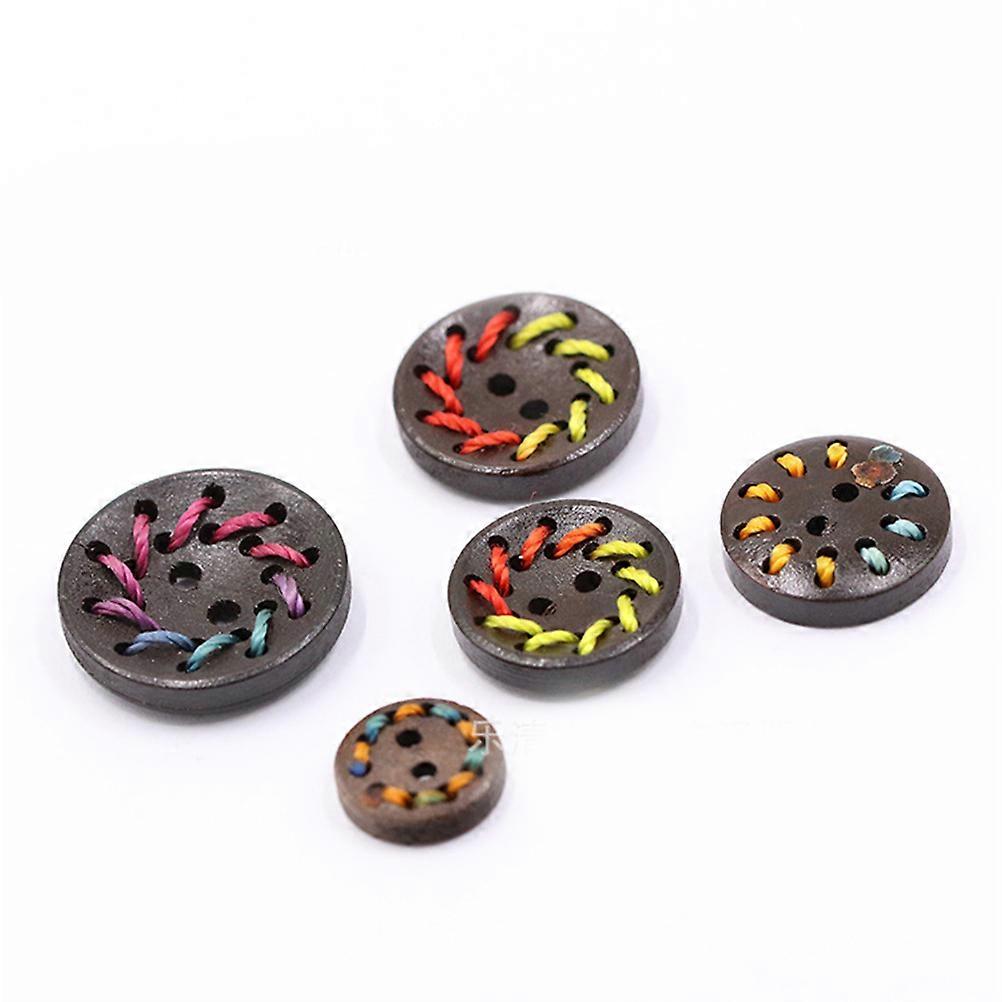 Wooden Buttons for Clothes Decor Handmade Colorful DIY 100 Pieces