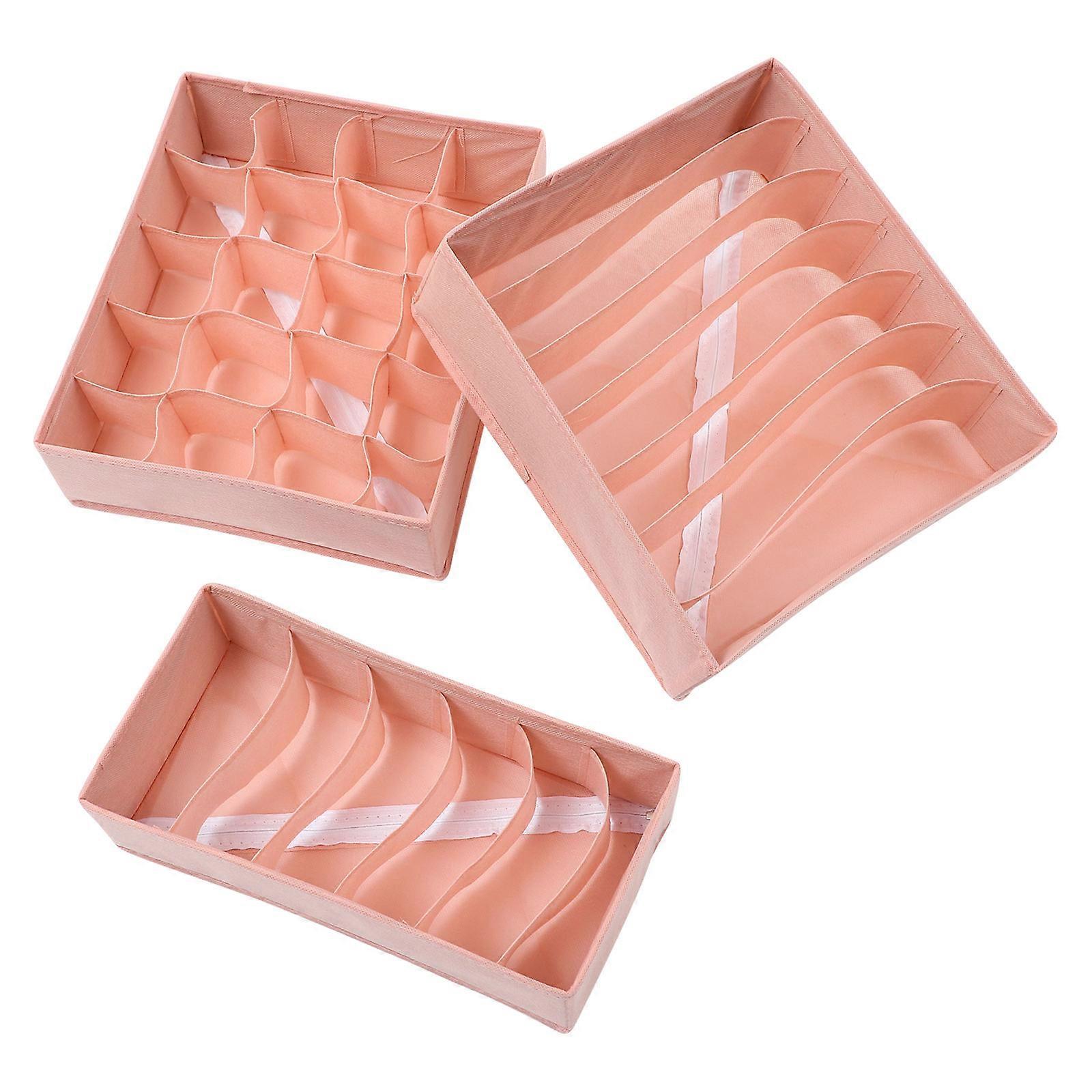 Underwear Storage Box Pink Cloth Organizer for Home 1Set Drawer Divider