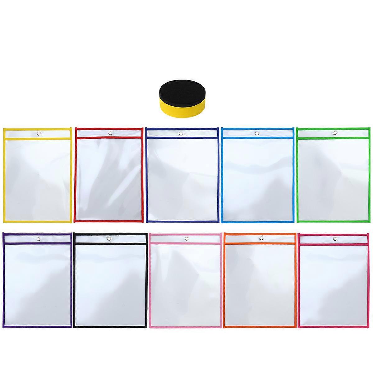 Transparent Dry Erase File Pockets for Children Pet Document Pouches 2Pcs