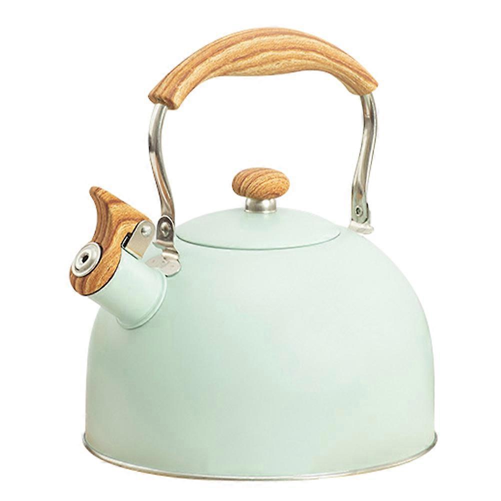 Wooden-Handled Tea Kettle with Whistle for Boiling Water 2Pcs Green