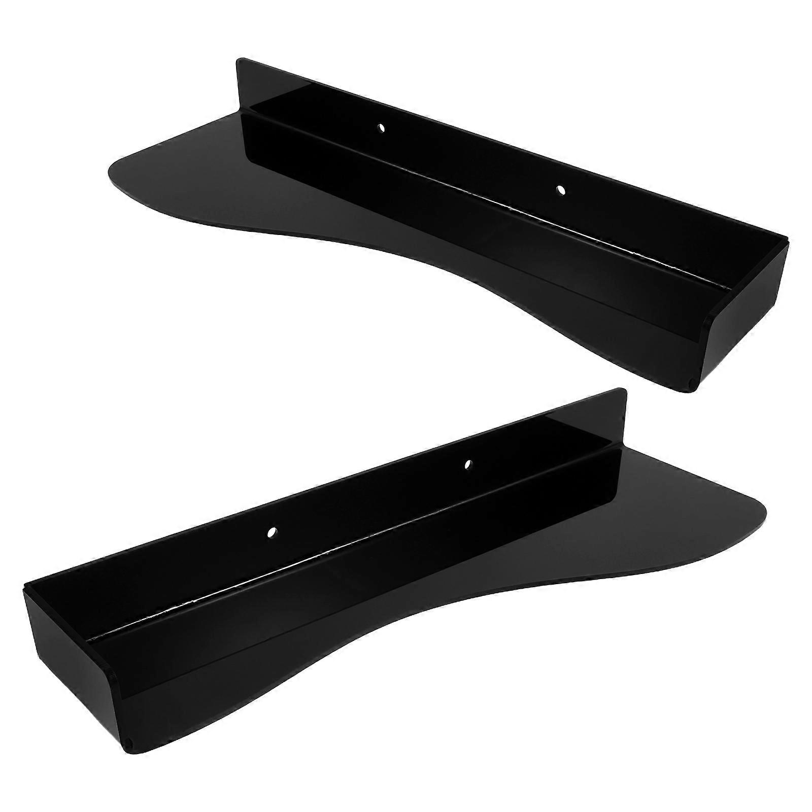 Black Acrylic Shoe Rack Floating Shoe Stand for 3Pairs Wall Mount Display