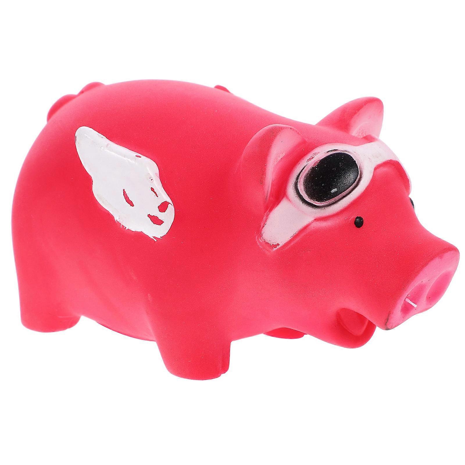 Interactive Chew Toy Pig Shaped for Puppy Exercise Red Tpr Toy