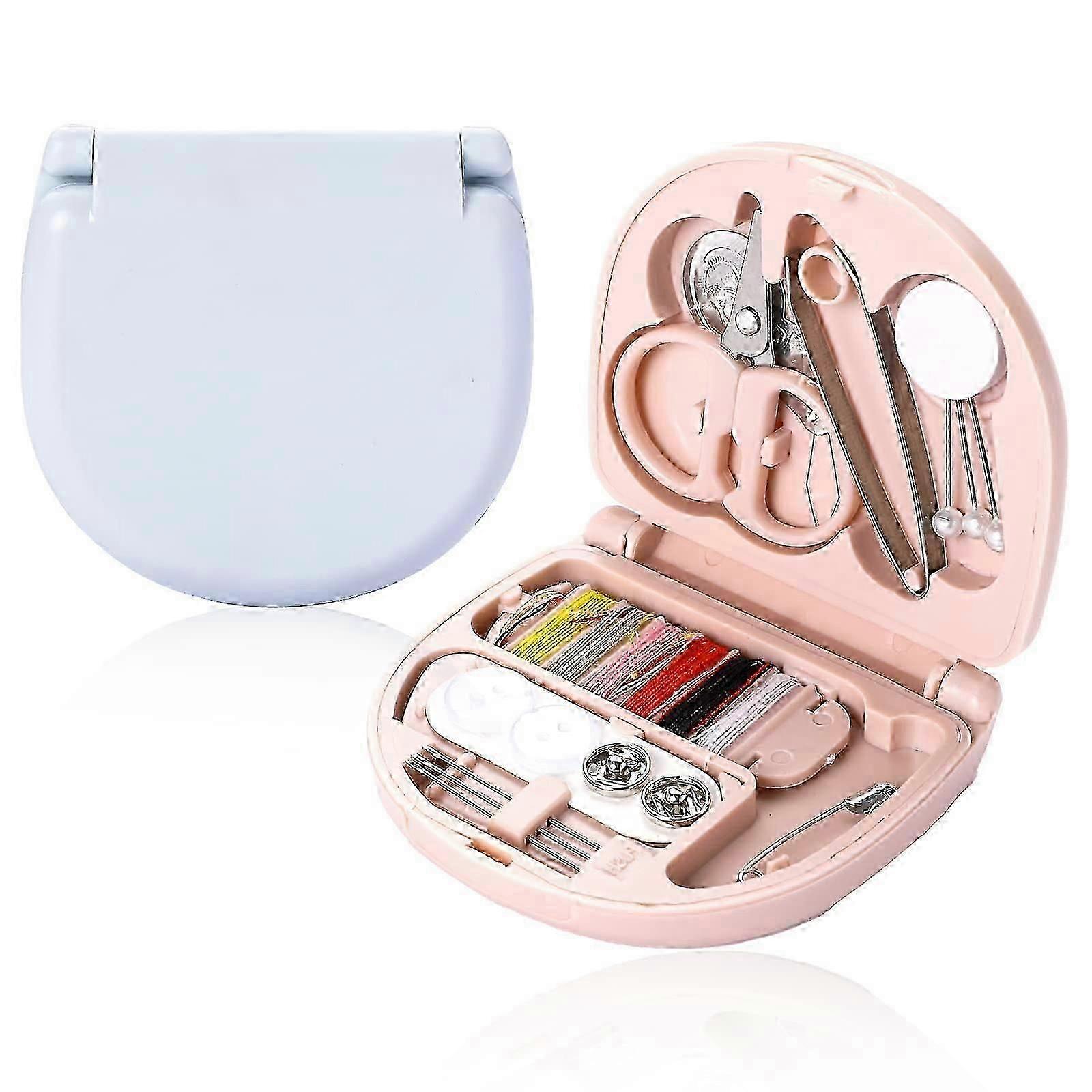 2er-Pack Reise-Nähset, tragbare Mini-Nähset-Box DIY-Nähzubehör Kunststoff-Nähwerkzeug-Kits mit Scherenfäden Handnähnadeln