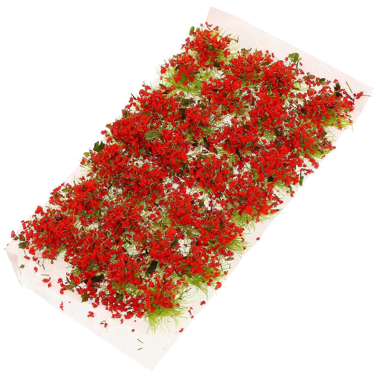 Chic Mini House Scene Decor Simulation Vegetation Red Miniature Flower Cluster 2 Boxes