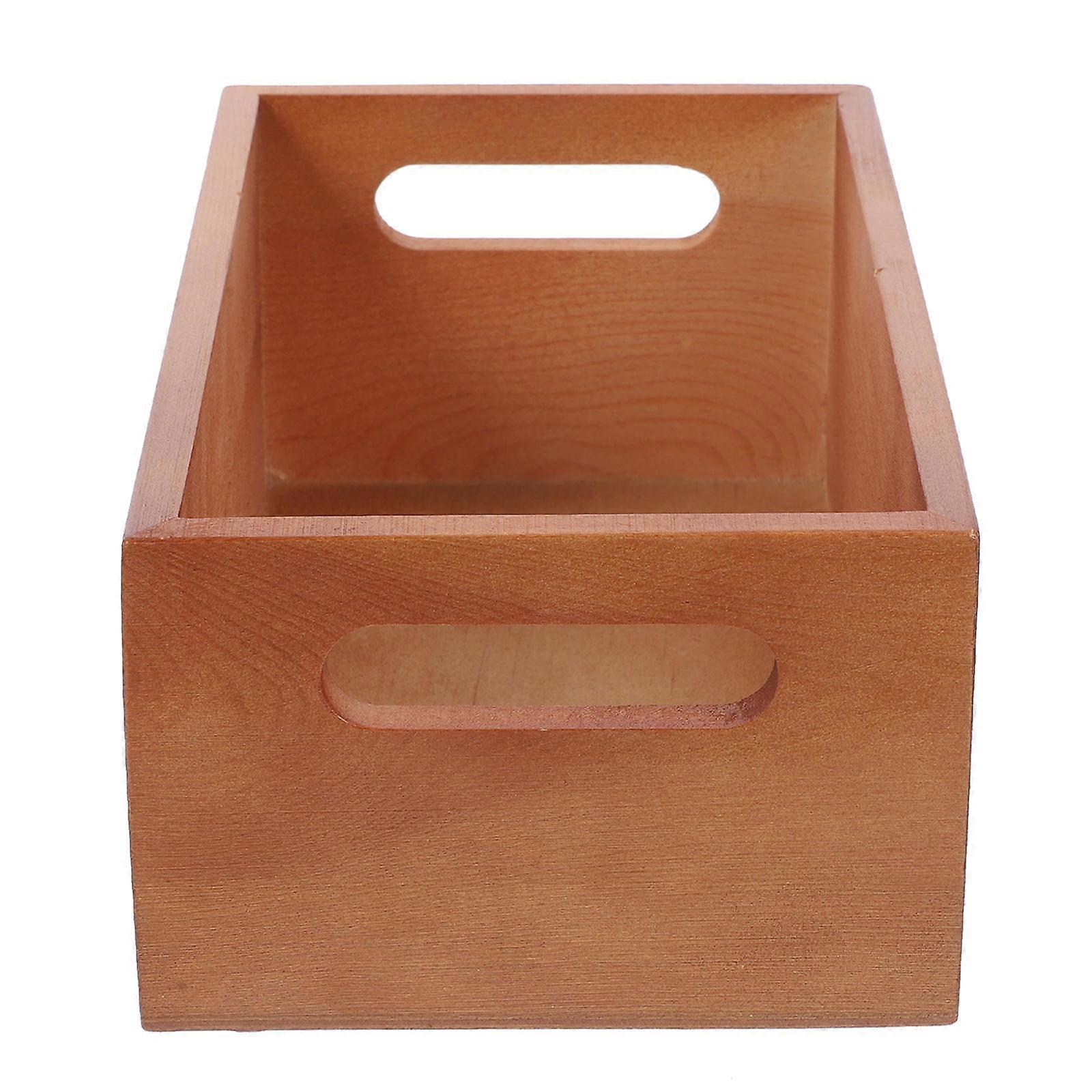 Rustic Square Wood Box 2Pcs Craft Organizer For Office And Home Storage Solution Light Brown