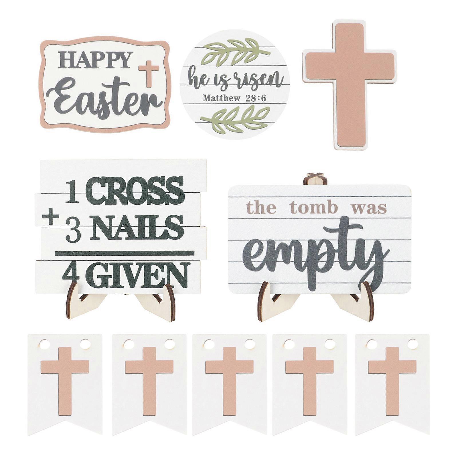 Tiered Tray Easter Decorations Wooden Signs for Decoration 4Sets Multi