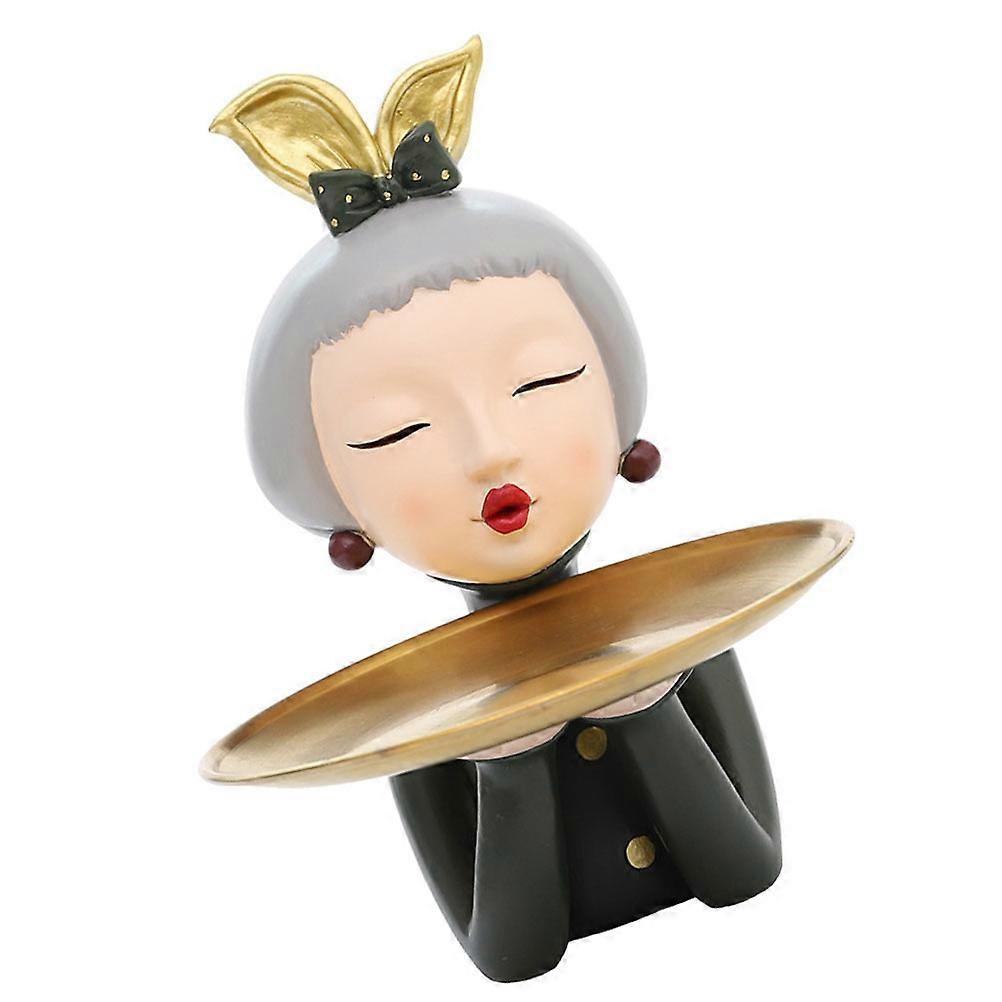 Stylish Figure Storage Tray For Desktop Use Ideal For Organizing Keys Snacks And Remote Controls 1Pc