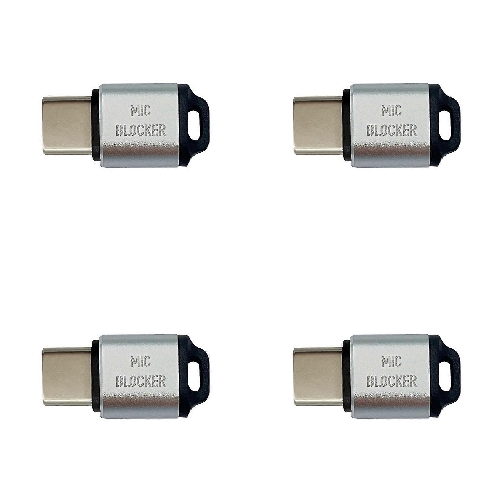 4X Microphone Lock USB C MIC Blockers Microphone Sound Security Guard for Any USB C Devices Laptop Smartphone Silver