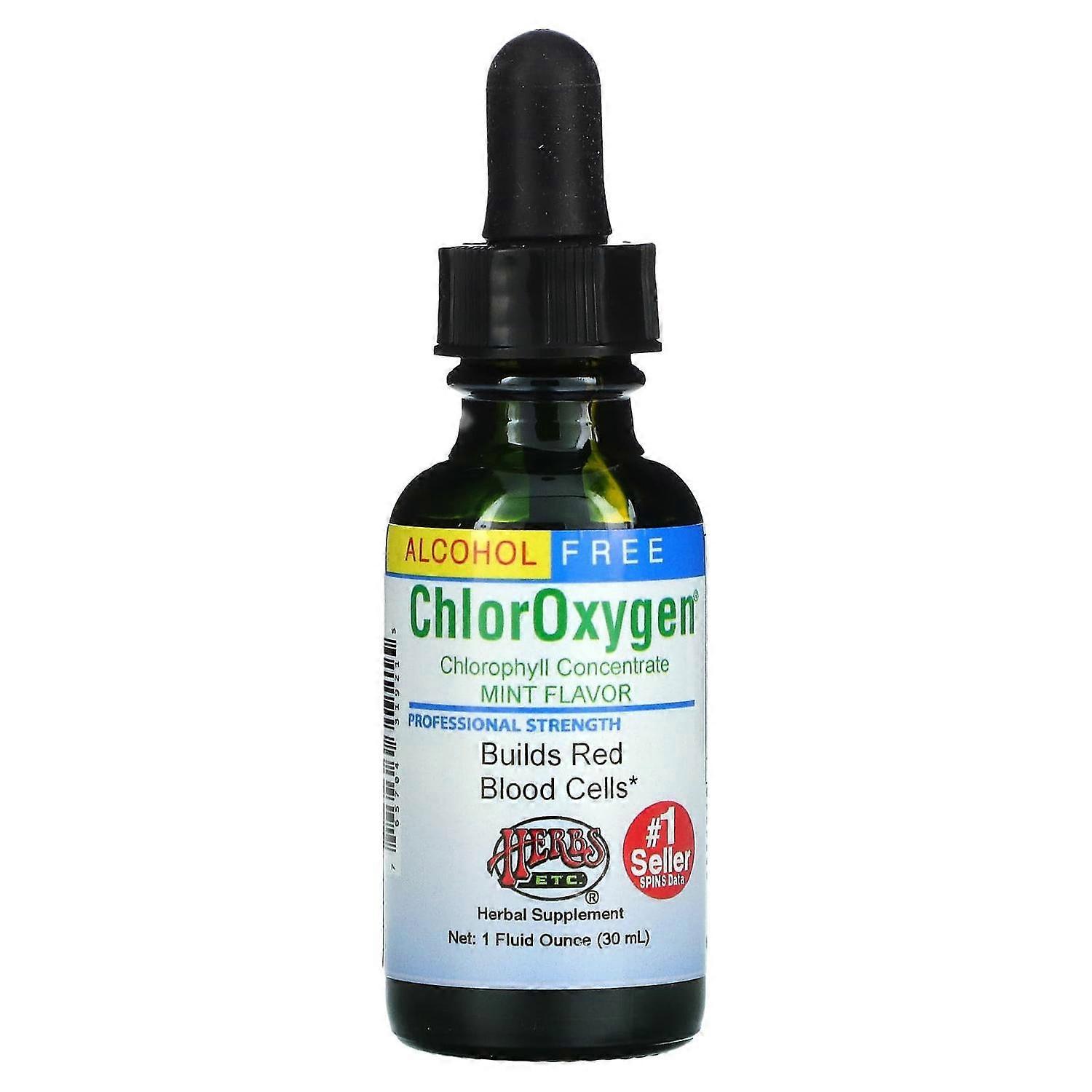 Herbs Etc., ChlorOxygen, Chlorophyll Concentrate, Alcohol Free, Mint, 1 fl oz (30 ml)