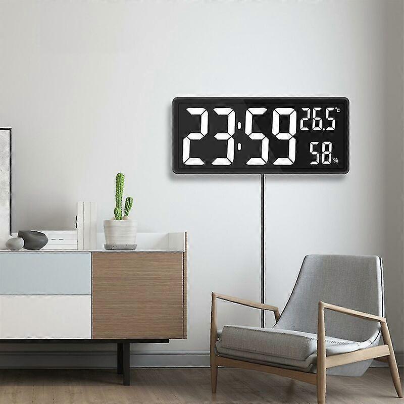 LED Digital Wall Clock, Large Digits Display, White Indoor Office
