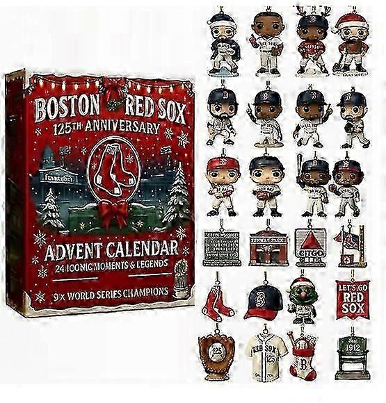 Boston Red Sox 125th Week Advent Countdown Blind Box Ciondolo acrilico Albero di Natale atmosfera ornamento