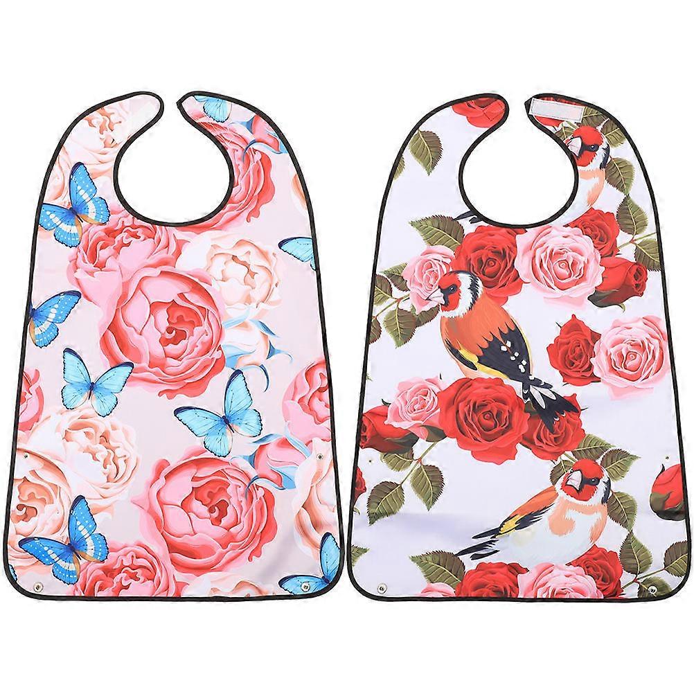 Elderly Bib Household Clothing Protector for Dinner Use 2Pcs Waterproof Polyester Bib