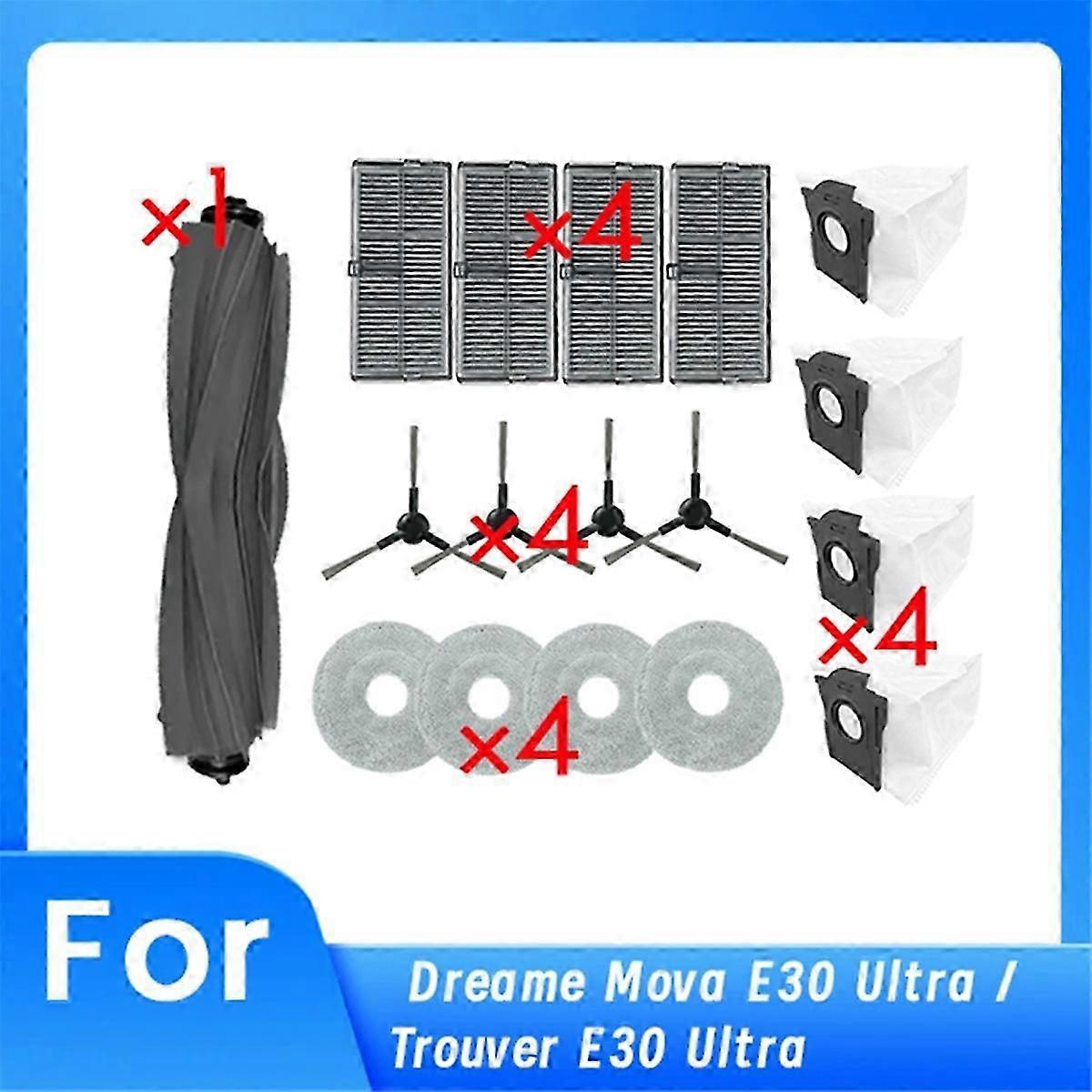 17 Pcs for Dreame Mova E30 Ultra / Trouver E30 Ultra Sweeping Robot Cleaner Parts Replacement