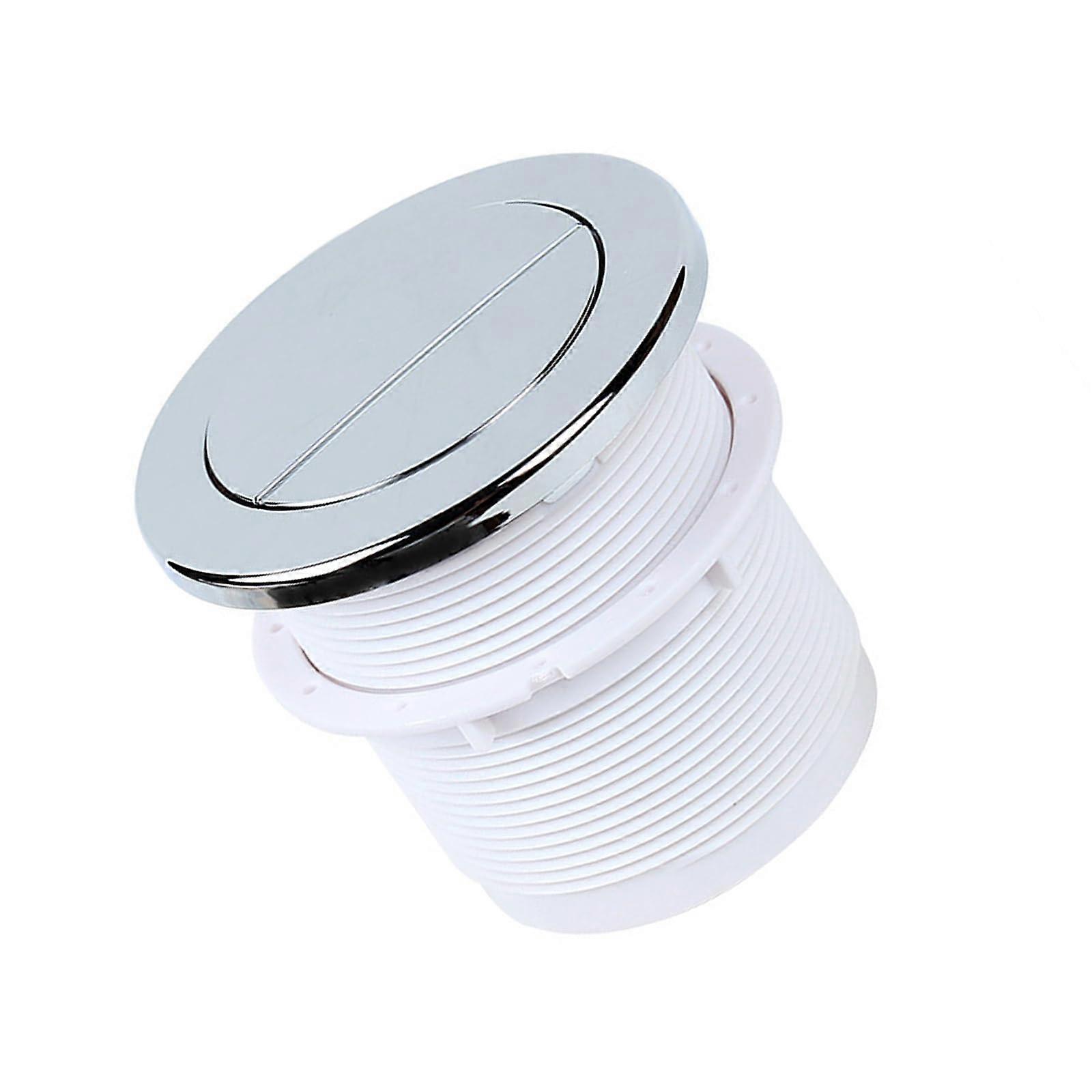 Double Drain Valves Pneumatic Button, Large Diameter, Two Gate, For Bathroom Toilet Tanks, Silver Plated