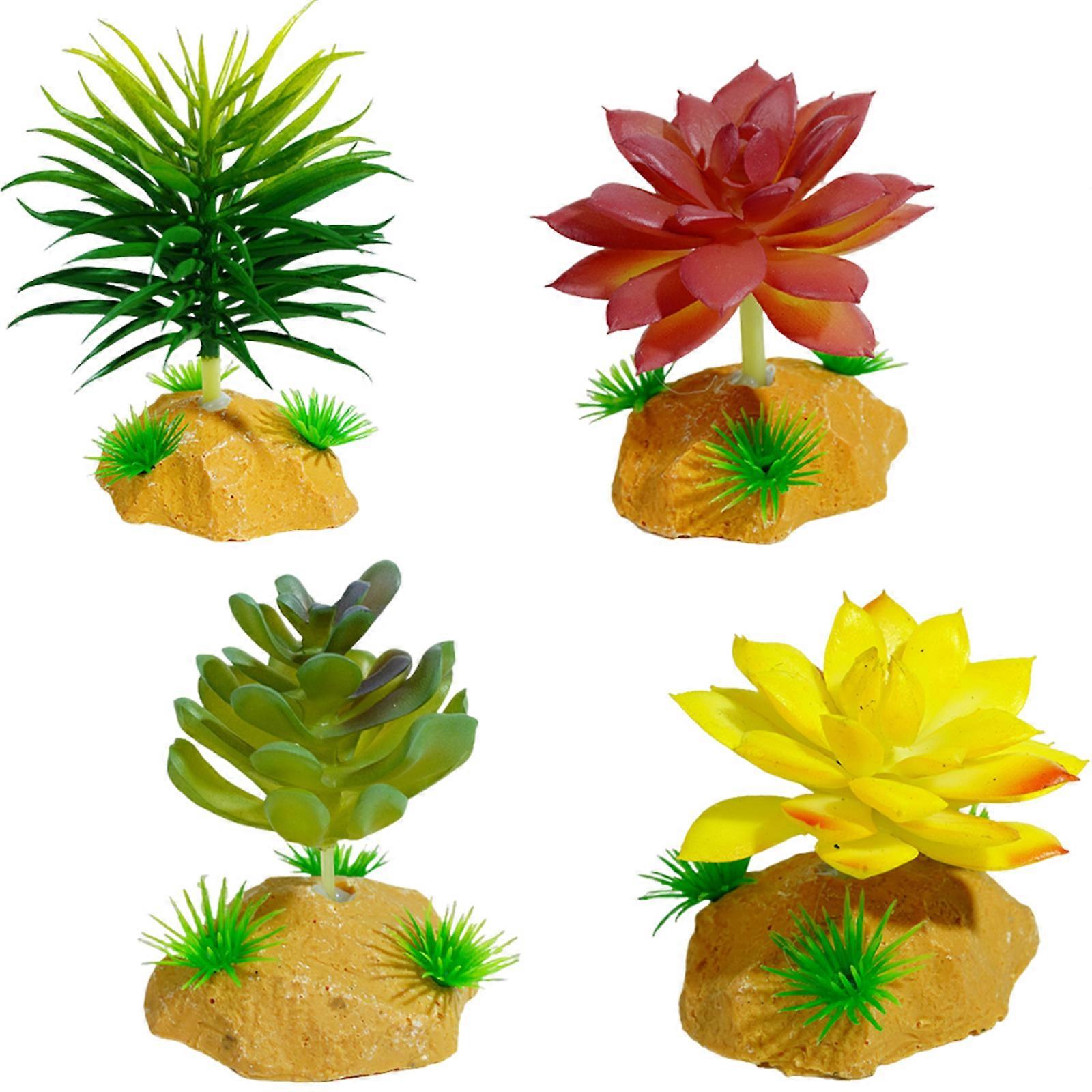 Reptiles Plant Grass for Succulents Habitat Decors Branch with Leaves for Lizards Spiders Snake Geckos Hideouts Multicolor