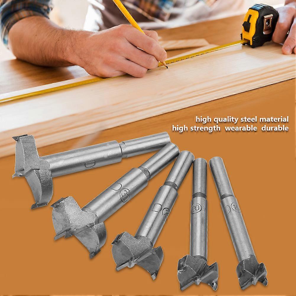 5pcs 15-35mm High Strength Steel Flat Bit Drill Tip Set Woodworking Tool