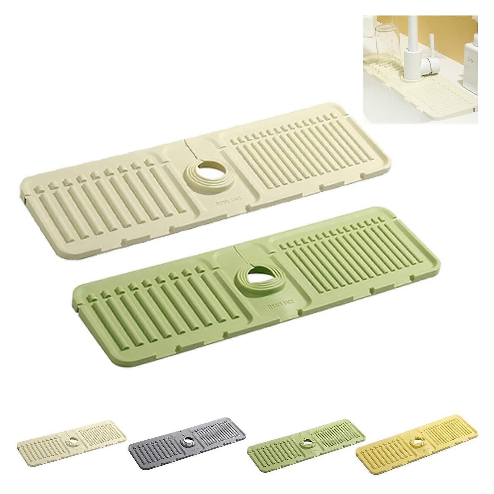 2 Pcs Faucet Guard & Draining Mat, Draining Mat, Silicone Sink Splash Guard, Silicone for Sink
