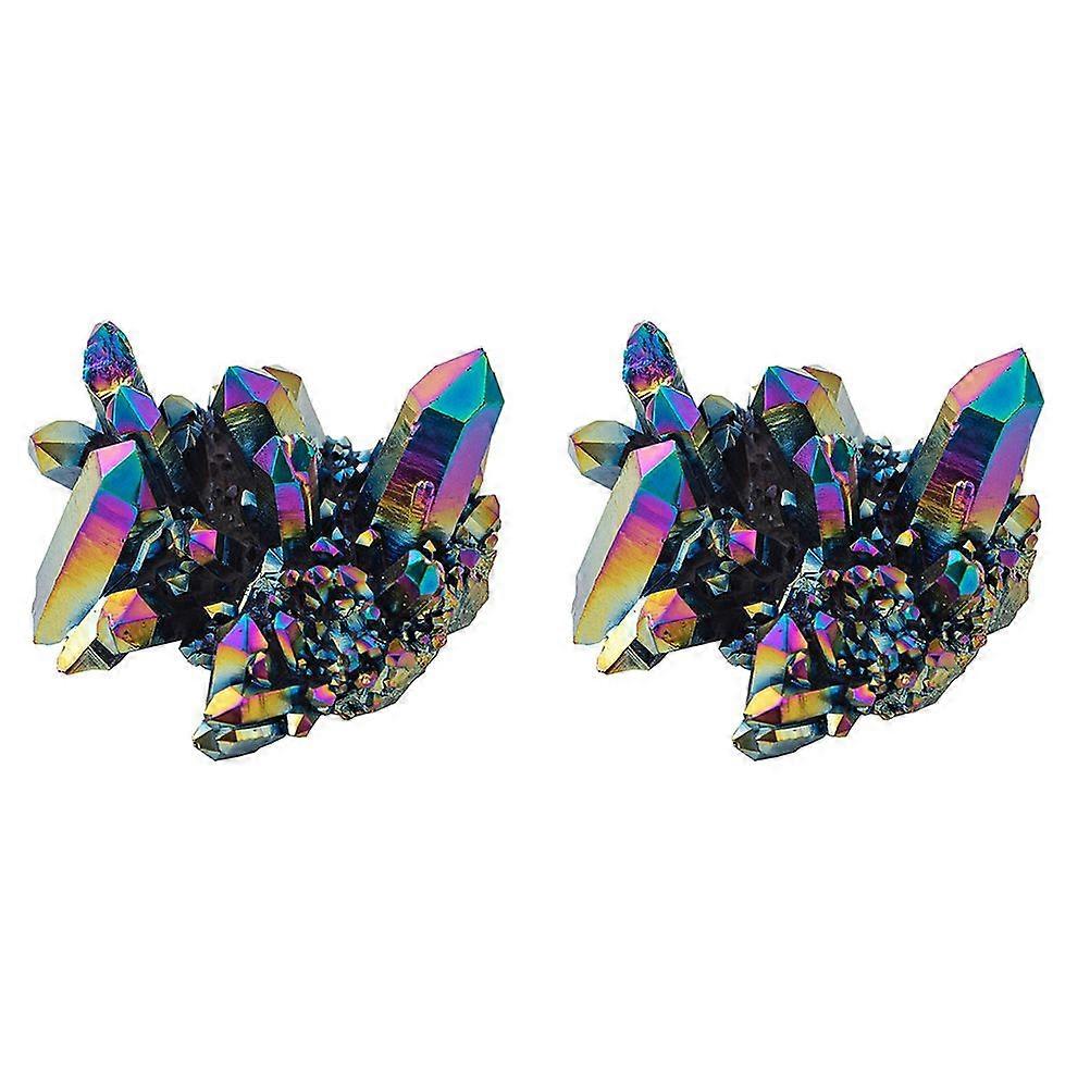 2pcs天然クリスタルクラスターホームハウスオーナメントDIY手作りクラフト素材