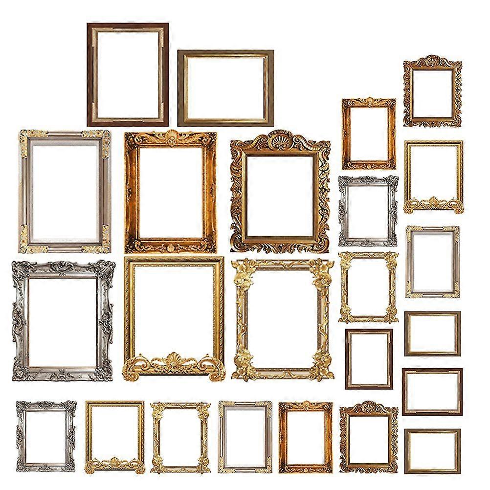 24 גיליונות מסגרות תמונה וינטג' מדבקות קיר מסגרת תמונה משפחתית מדבקות עיצוב קיר טפט DIY נשלף PVC קישוט קיר