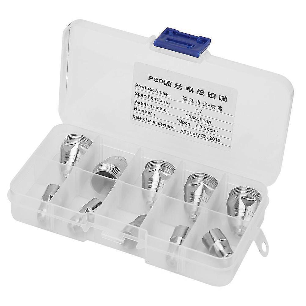P80 Electrode Nozzle Plasma Consumable Cutter Torch Electrode Tip Set 5pc (5pcs Silk Electrode)SH