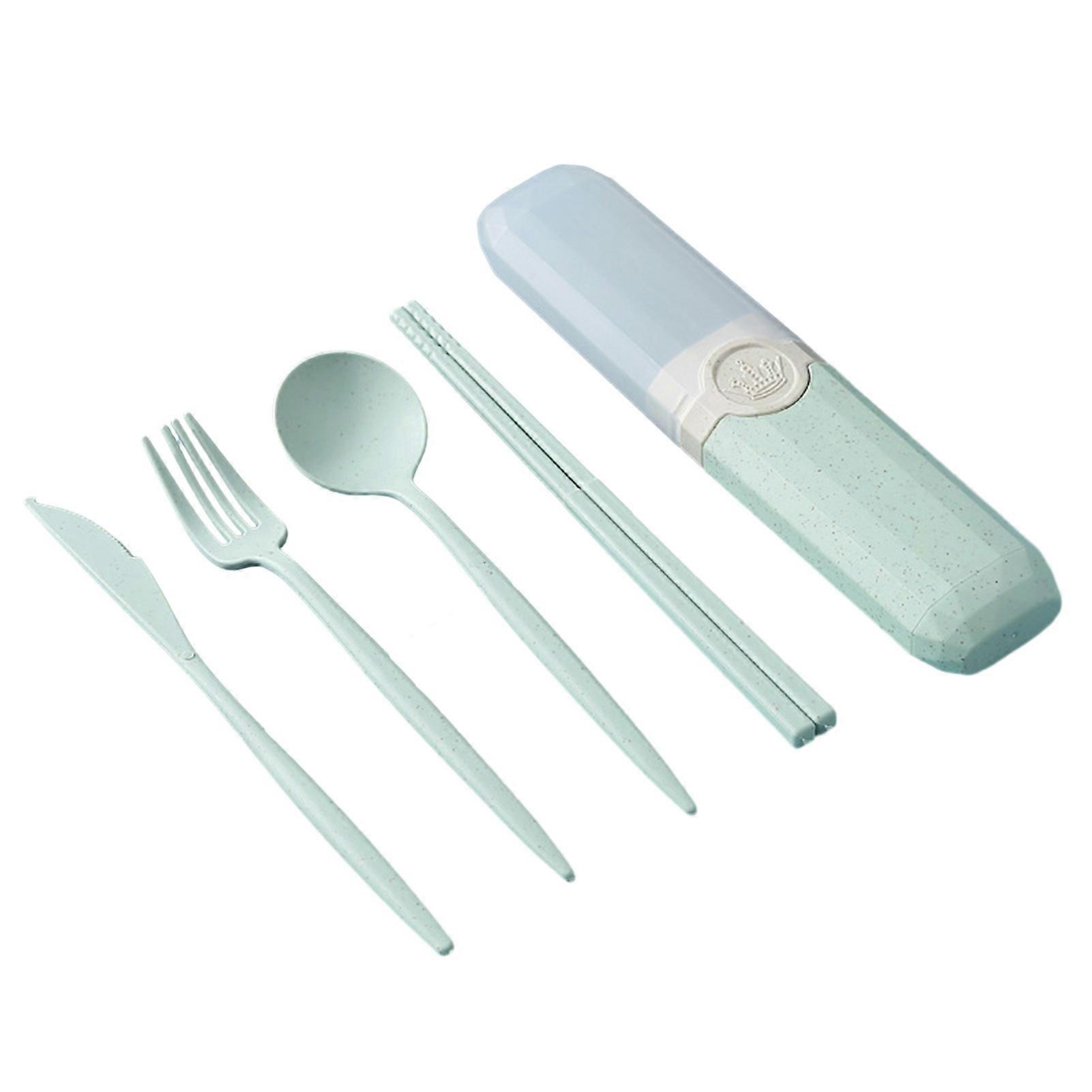 Hariumiu 4-Pc Reusable Tableware Set, Food Grade & High Temp Resistant, Solid Color, Smooth, No Deformation, Fork, Spoon, Chopsticks