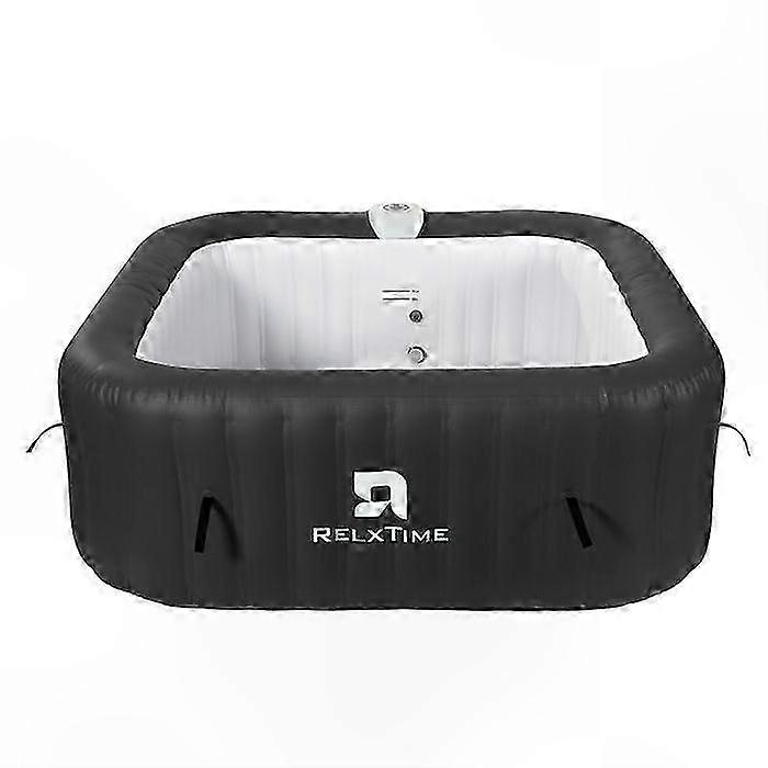 Relxtime 6-Person Square Inflatable Hot Tub with 130 Micro-Jets, Heats to 40°C, Black