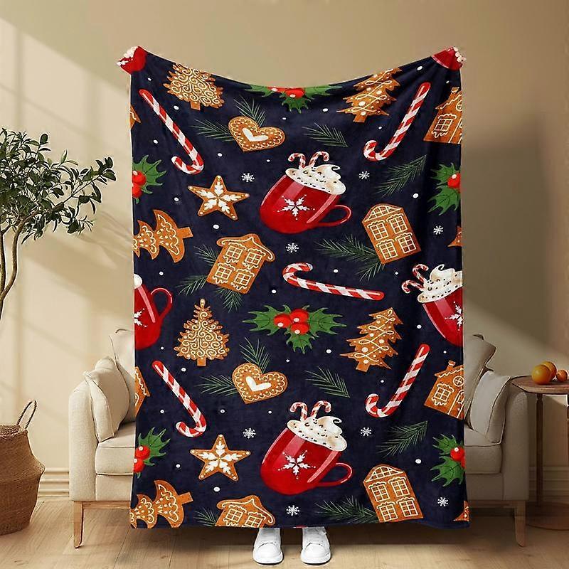 Christmas Theme Coffee Cup Pattern Blanket, 1 Count Soft Comfortable Throw Blanket, Cool Bedroom Bedding Blankets, Warm Napping Blanket for 