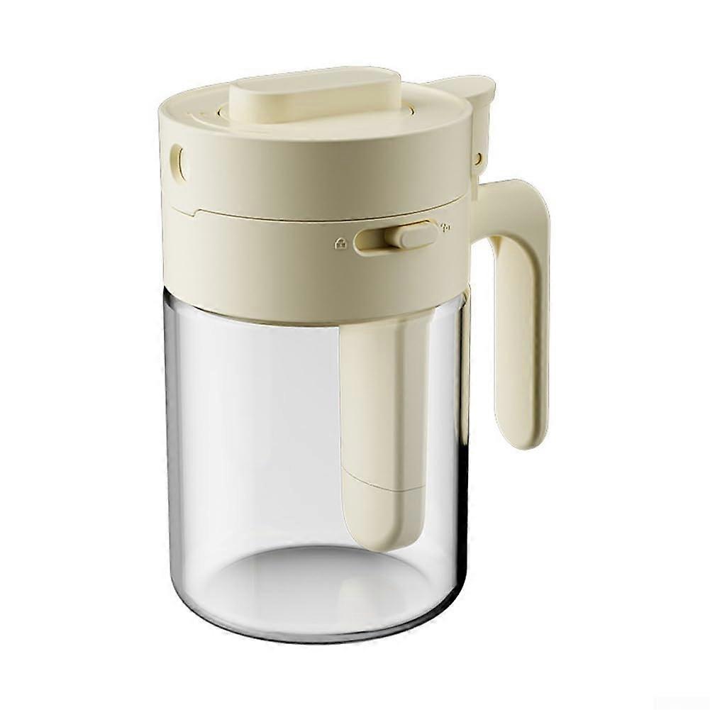 Glass Spice Jar with Upright Lid and Long Handle for Easy Seasoning Storage and Dispensing in Green, Yellow, Cream