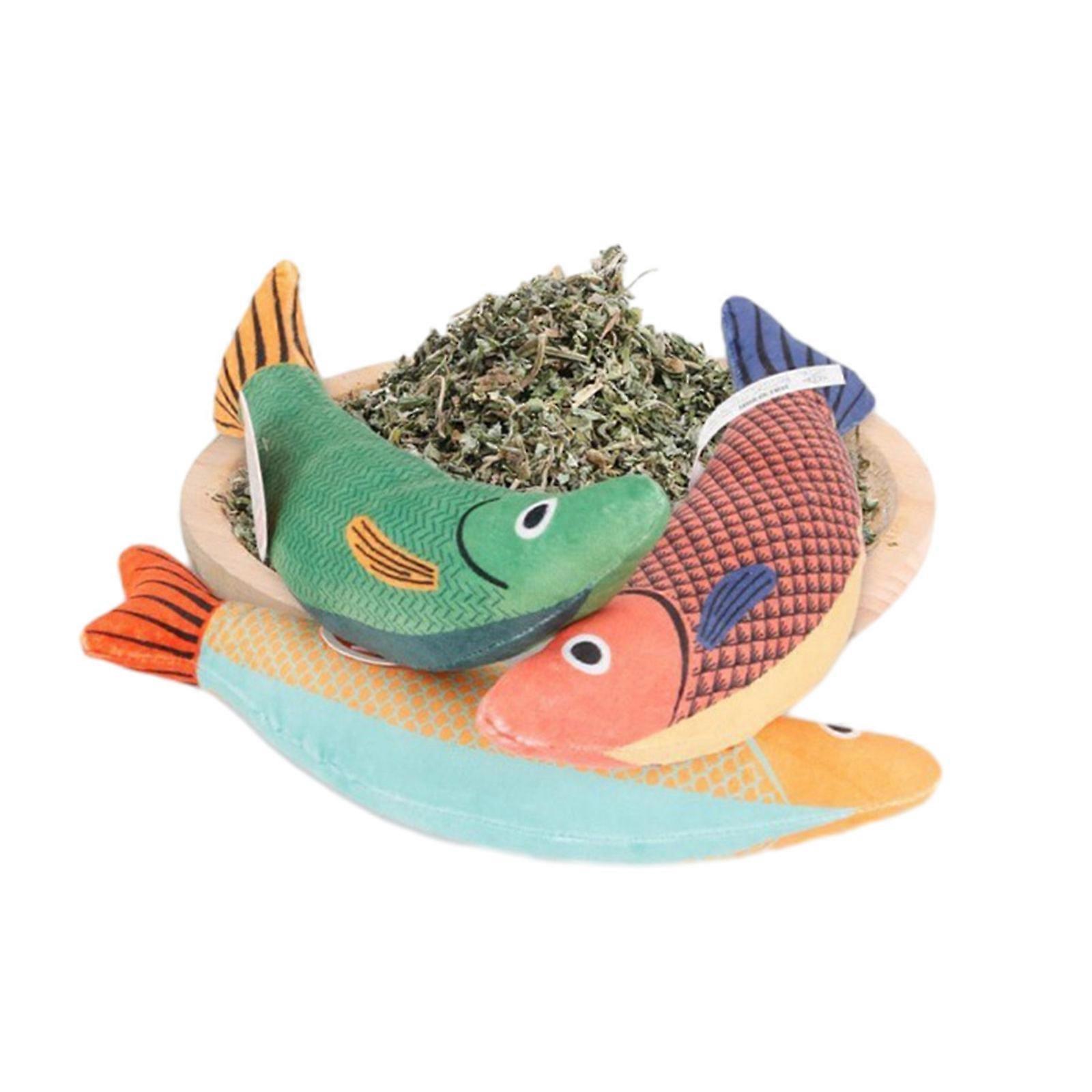 3 Pcs Cat Grinding Toy Catnips Fish Shape for Kitten Chew Better Attract Cat Cartoon Fish Shape Exercise Training Multicolor