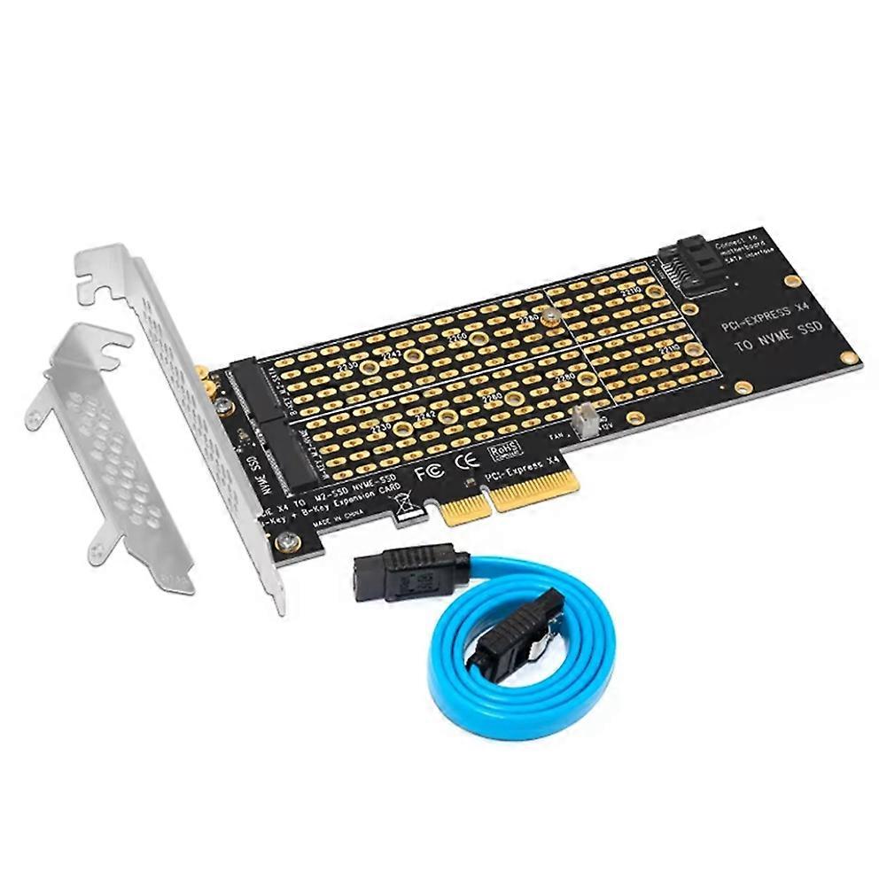 PCIE to M2 Adapter M.2 NVMe Key-M NGFF Key-B Adapter with SATA3.0 Cable for 2230 2242 2260 2280 2211