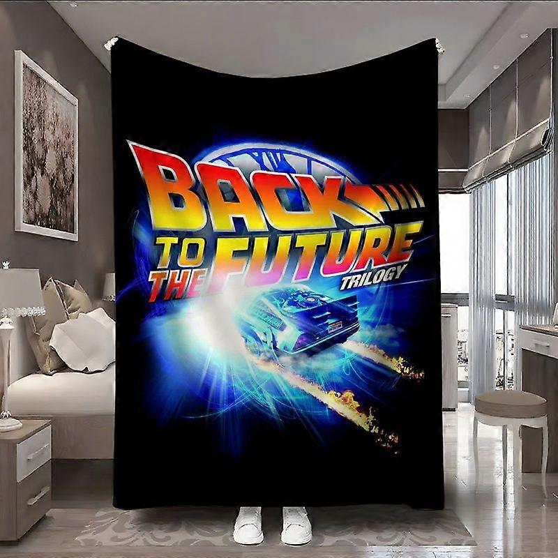 Back to the Future Time Travel Poster Theme Ultra-Soft Digital Print Flannel Blanket, Ultra-Soft Digital Print Flannel T-asdfg23