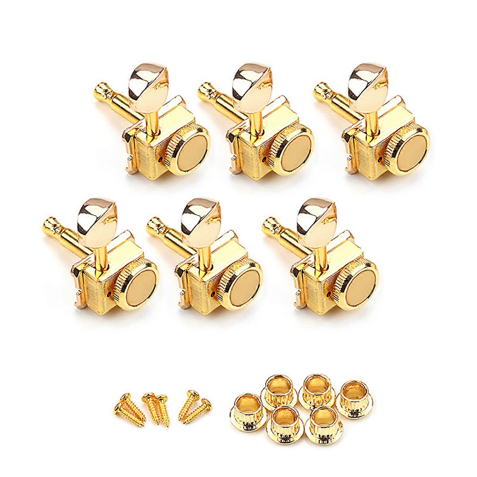 6 inline Vintage Style Guitar Locking Tuners Lock String Tuning Key Pegs Machine Heads Right Hand Guitar Tuners Multicolor